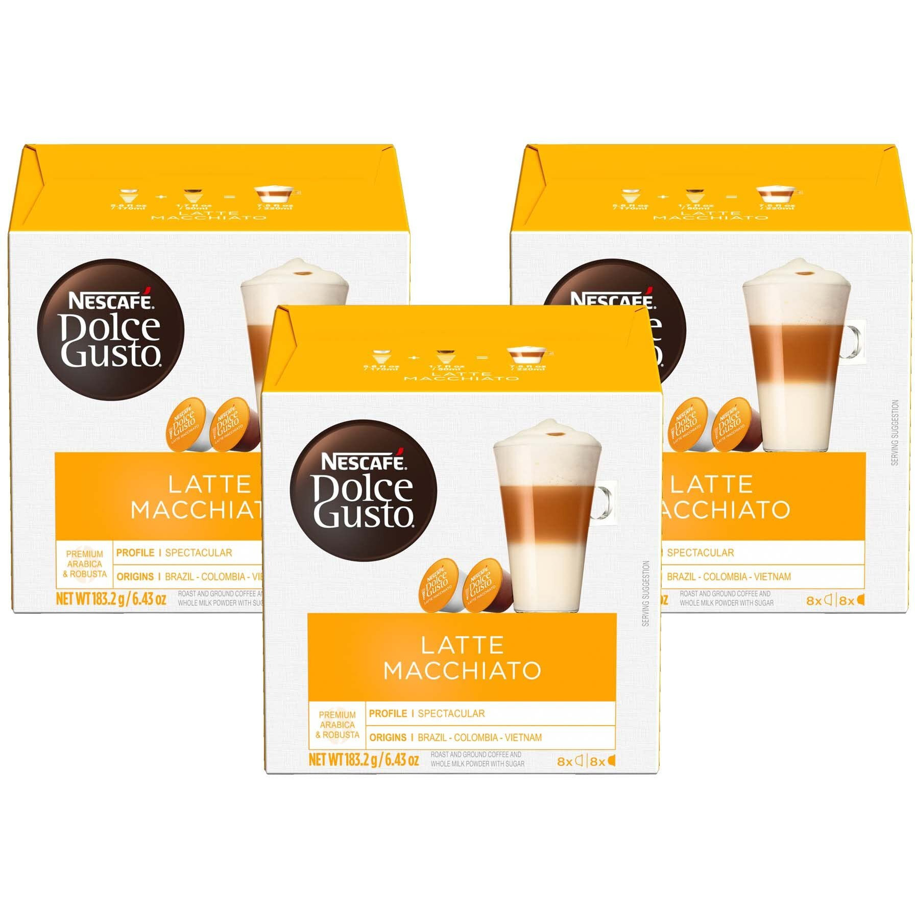 Dolce Gusto Nescafe Coffee Pods, Latte Macchiato, 16 Count (Pack Of 3)