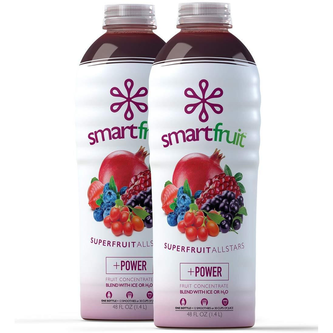 Smartfruit Superfruit All-Stars + Power, 100% Real Fruit Pur  E, Non-Gmo, No Additives, Vegan - 48 Fl. Oz - 2 Pack
