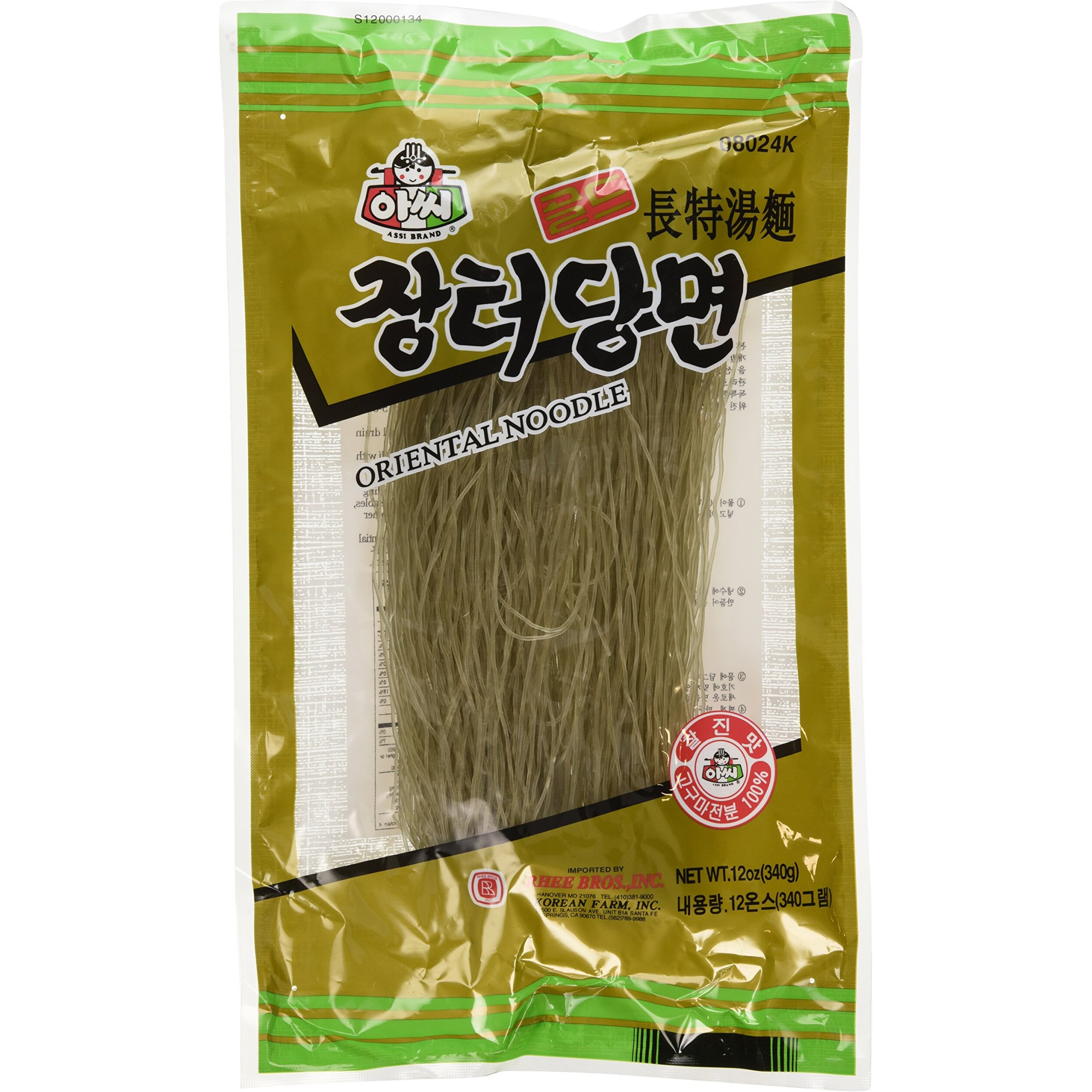 Assi, Packs Glass Noodles Korean Vermicelli Dangmyun Sweet Potato Starch 12 S, 0.8466 Ounce, (Pack Of 2)