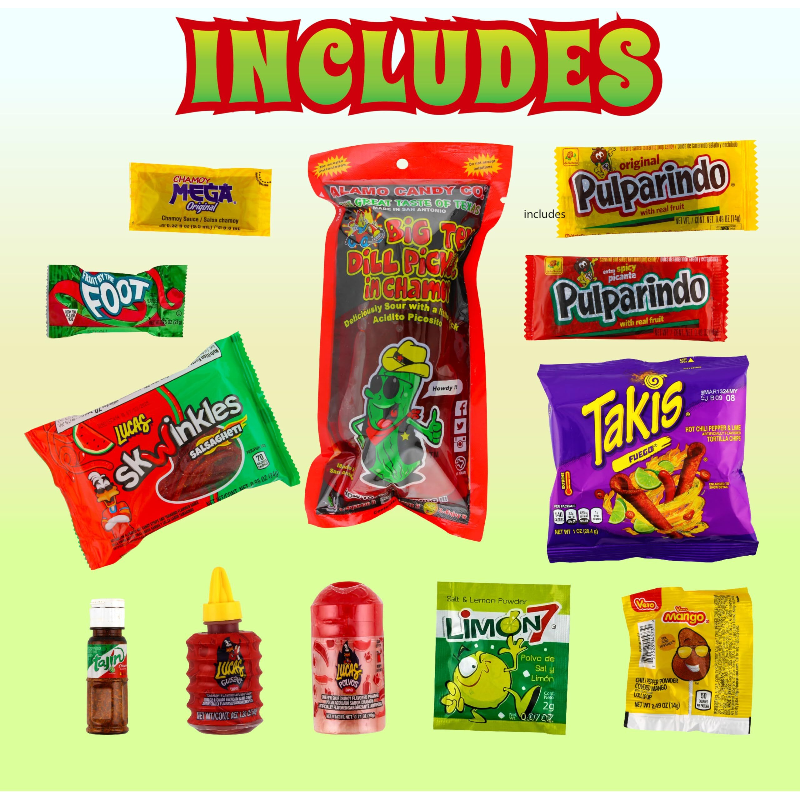 Chamoy Pickle Kit, Mexican Candy Mix Ready To Make The Famous Tiktok Trend, Includes Original Alamo Dill Pickle, Baby Lucas, Lucas Gusano, Skwinkles Salsaghetti, Tajin & Pulparindo By Lookon