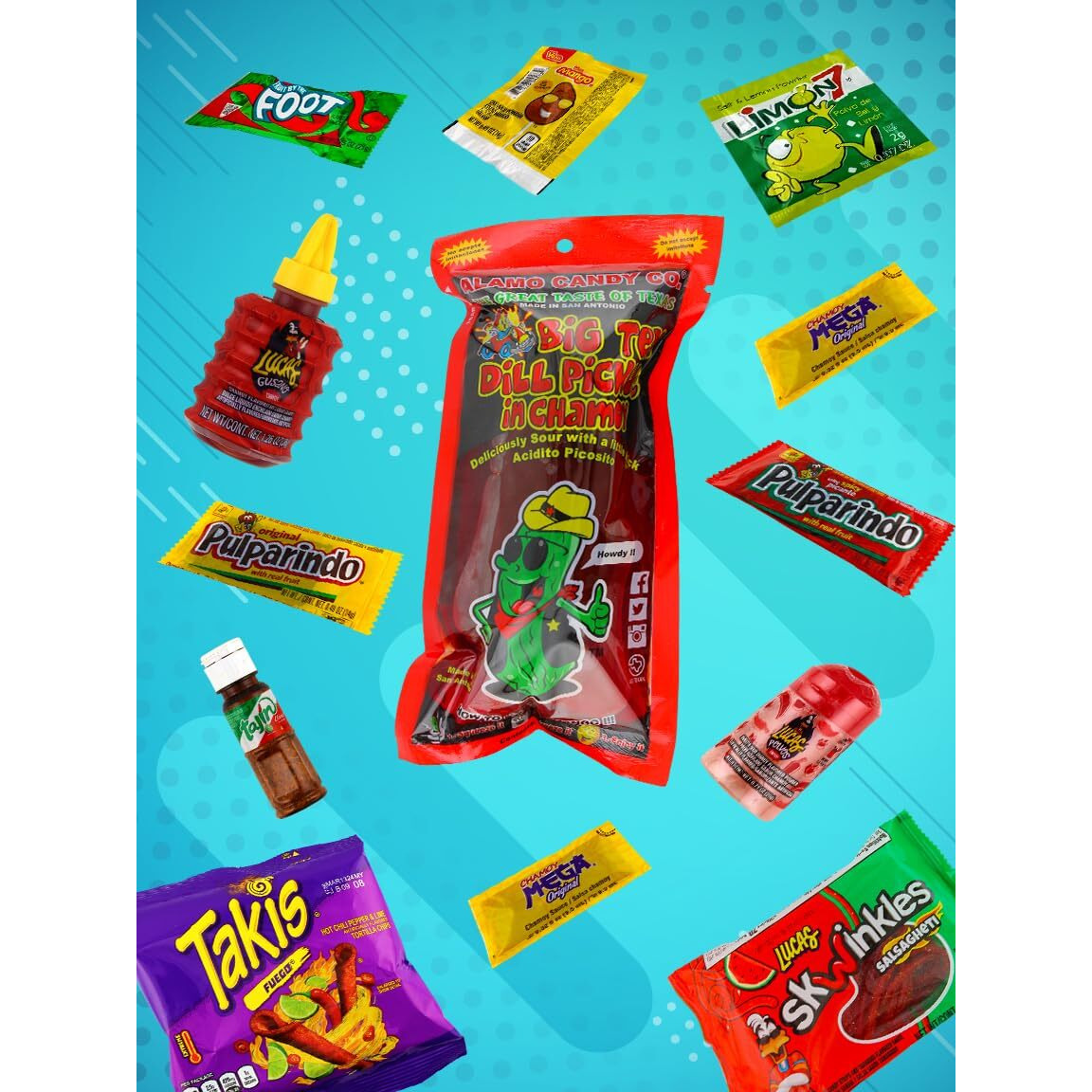 Chamoy Pickle Kit, Mexican Candy Mix Ready To Make The Famous Tiktok Trend, Includes Original Alamo Dill Pickle, Baby Lucas, Lucas Gusano, Skwinkles Salsaghetti, Tajin & Pulparindo By Lookon