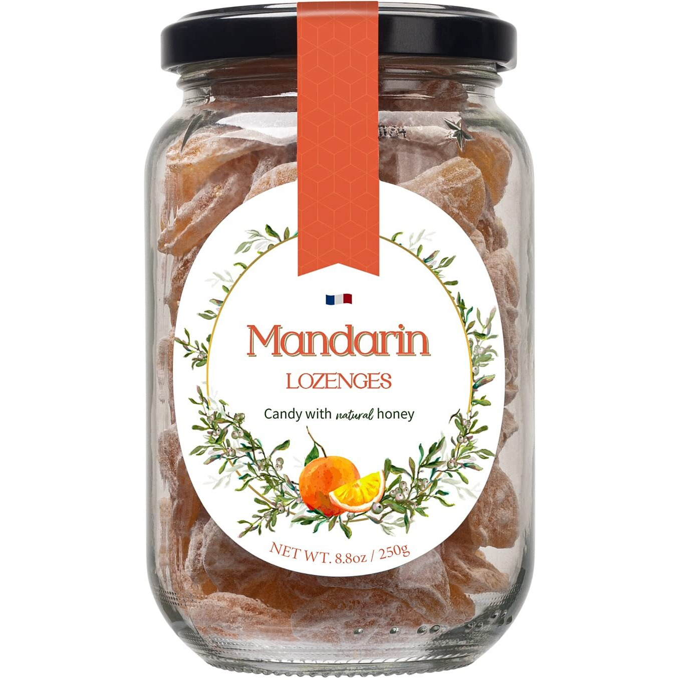 Gourmanity Mandarin Flavor Honey Lozenges 250Gr, Natural Lozenges Made With Honey & Mandarin Flavor, Gourmet Candy Honey Drops, Soothing Honey Throat Lozenges (8.8Oz/250Gr Pack)