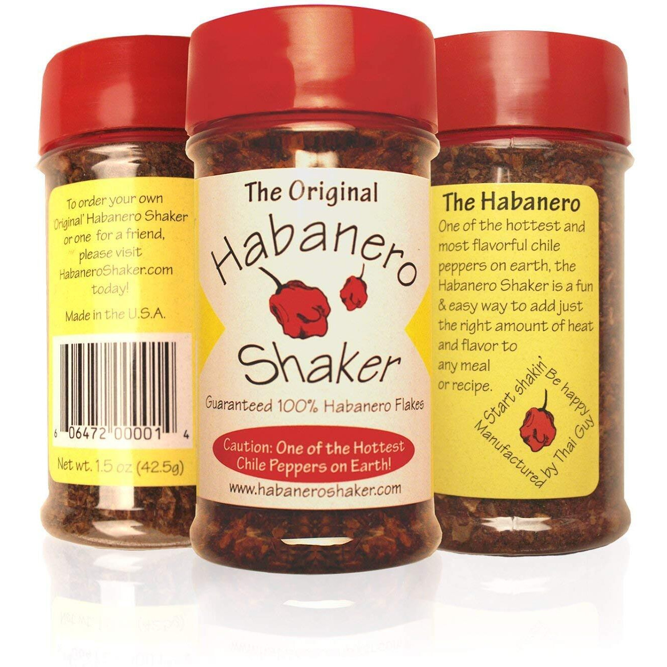 The Original Habanero Shaker - 100% Custom Flaked Hot Habanero Chile Peppers