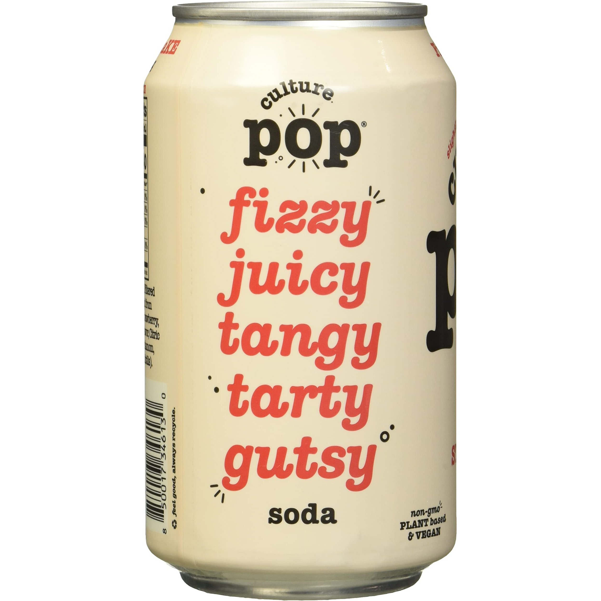 Culture Pop Strawberry & Rhubarb Probiotic Soda, Plant Based, 12 Fluid Ounces (Pack Of 12)