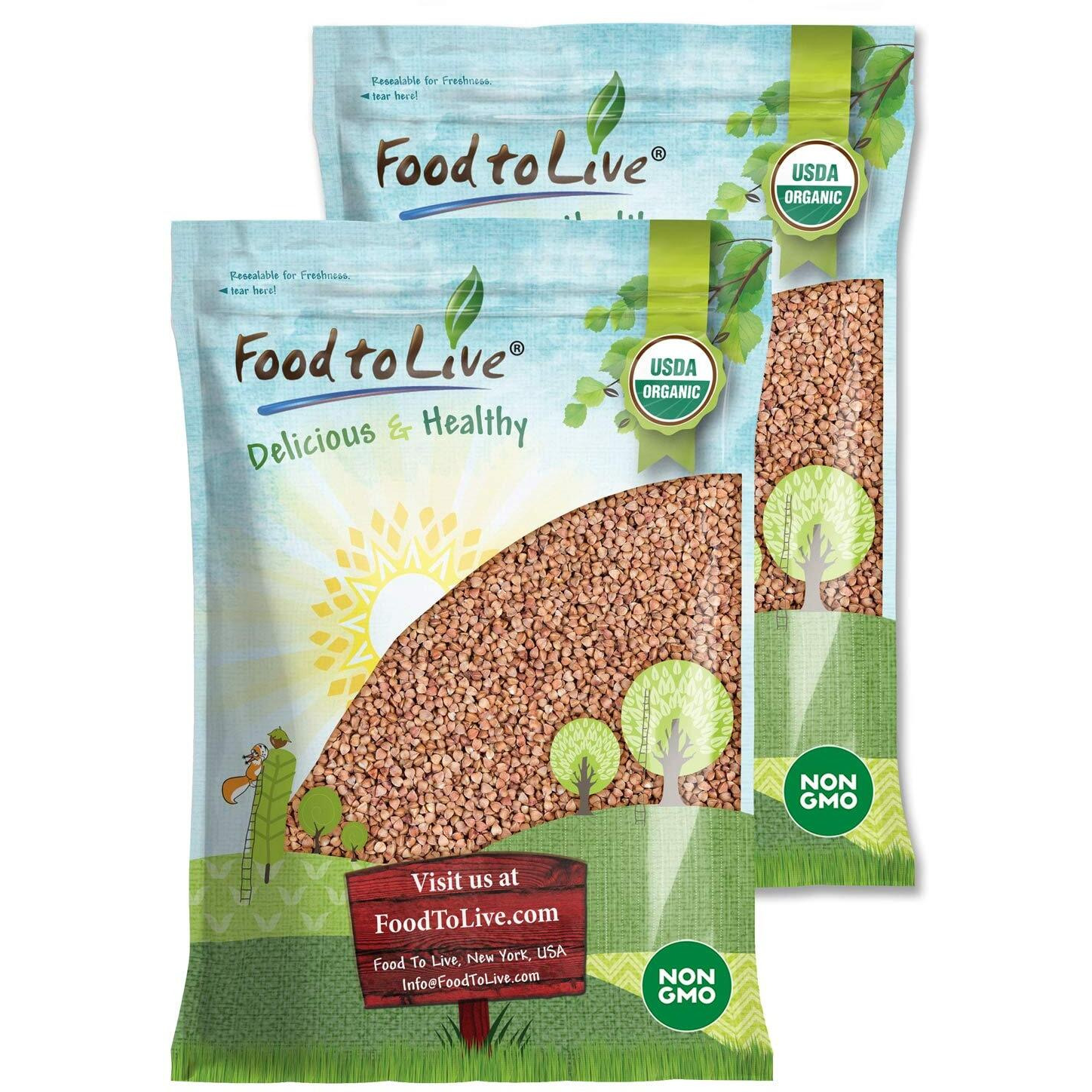 Food To Live Organic Buckwheat Kasha, 25 Pounds - Grechka, Toasted Whole Groats, Non-Gmo, Kosher, Sirtfood, Bulk