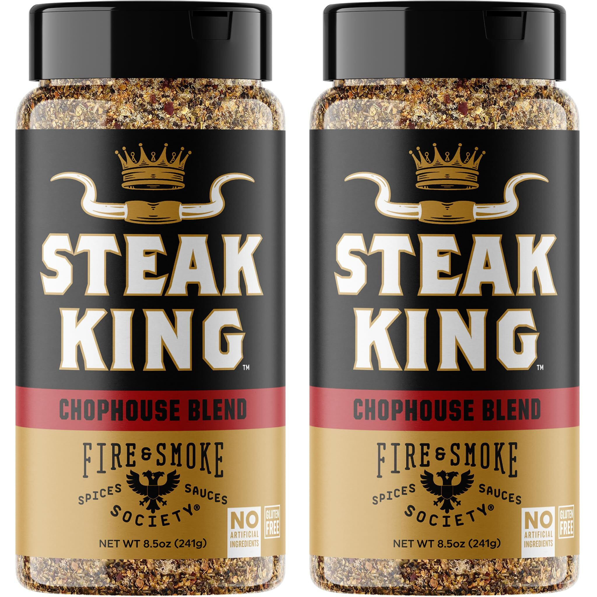 Fire & Smoke Society Steak King Steak Seasoning | Bbq Rubs, Steak Rub For Smoking And Grilling Meat | Filet Mignon, Ribeye, Beef, Lamb And Burgers | Bbq Rubs And Spices | Black Pepper, Fennel, Oregano, Pink Peppercorns | Large (2-Pack)