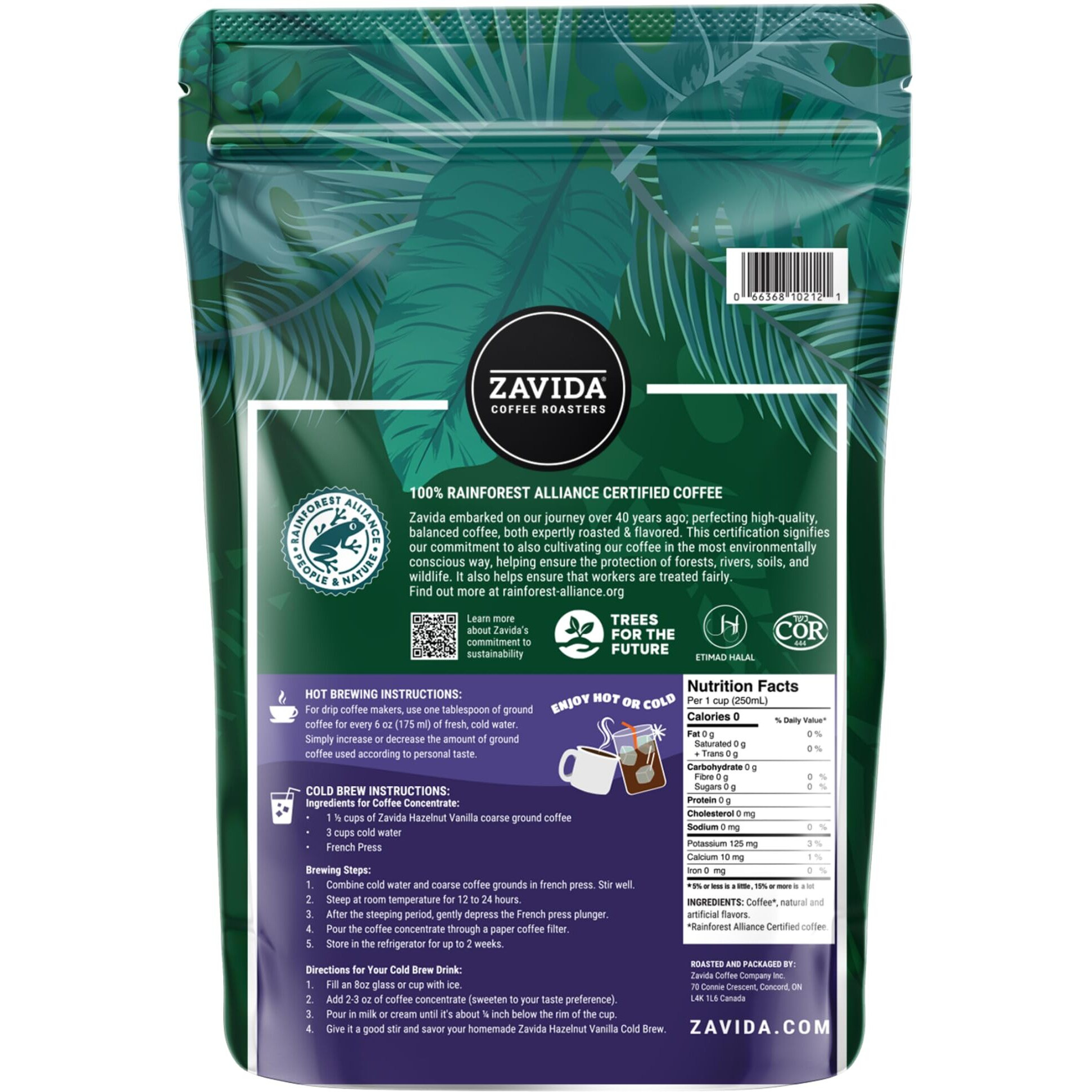 Zavida Hazelnut Vanilla Whole Bean (32 Oz), 32 Ounce, 2 Pound (Pack Of 1)