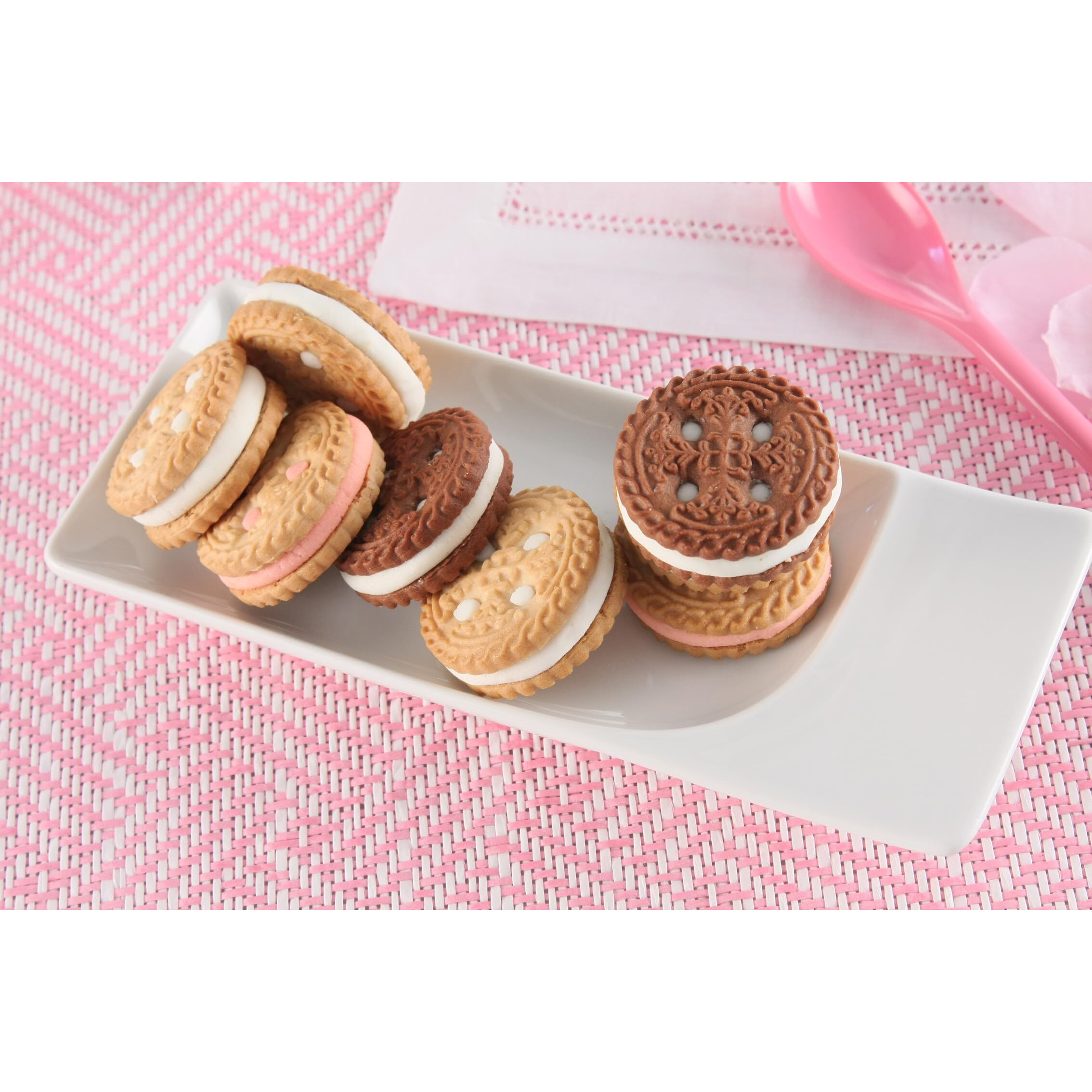 Festival Strawberry Cookies | Cream Strawberry Sandwich Cookies | Natural Dyes & Low Sodium | High Cream Content | 14.6 Oz (Pack Of 1)