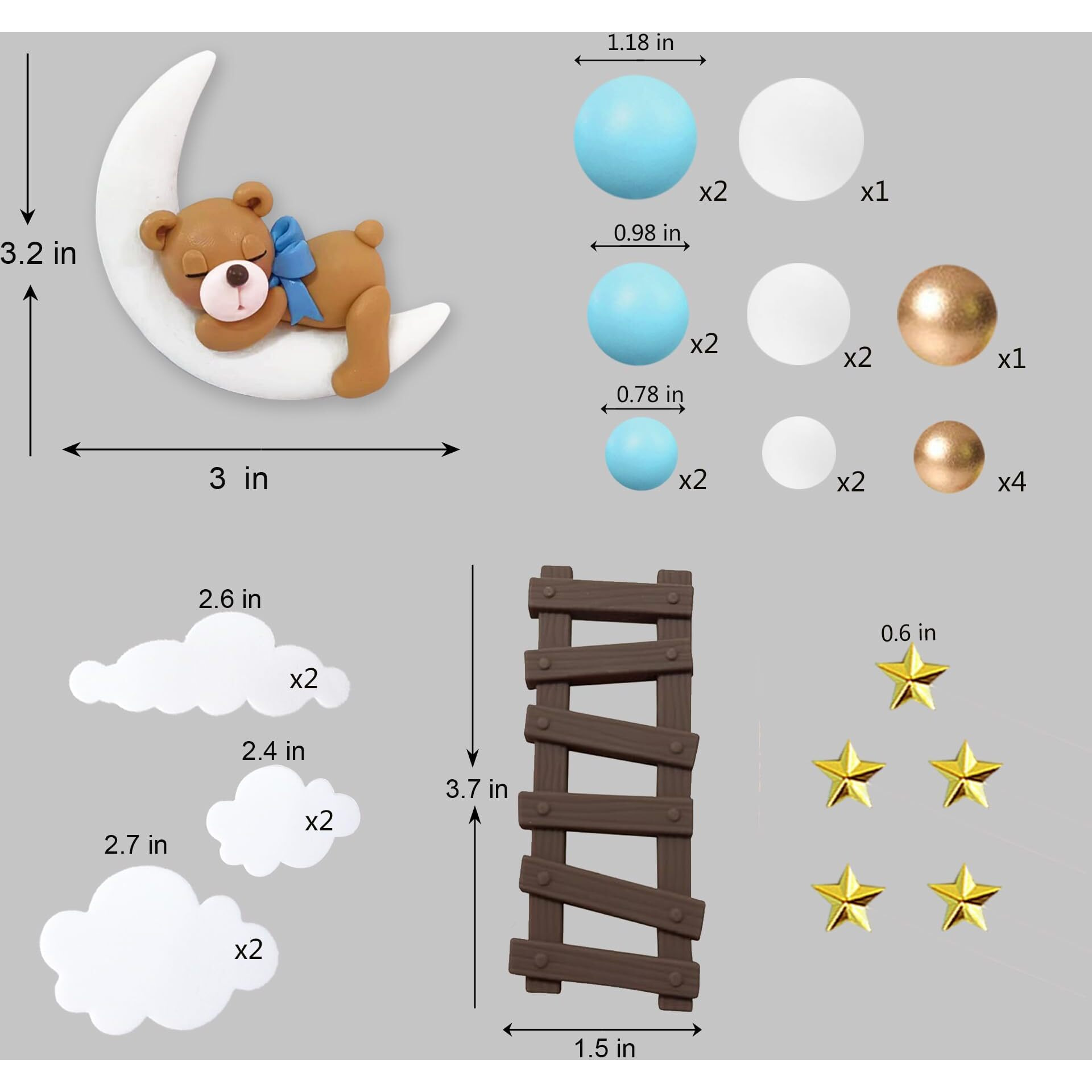 29 Pcs Bear Cake Toppers Balls Cake Decorations With Moon Clouds Stars Cake Toppers For Birthday Baby Shower Party Decorations