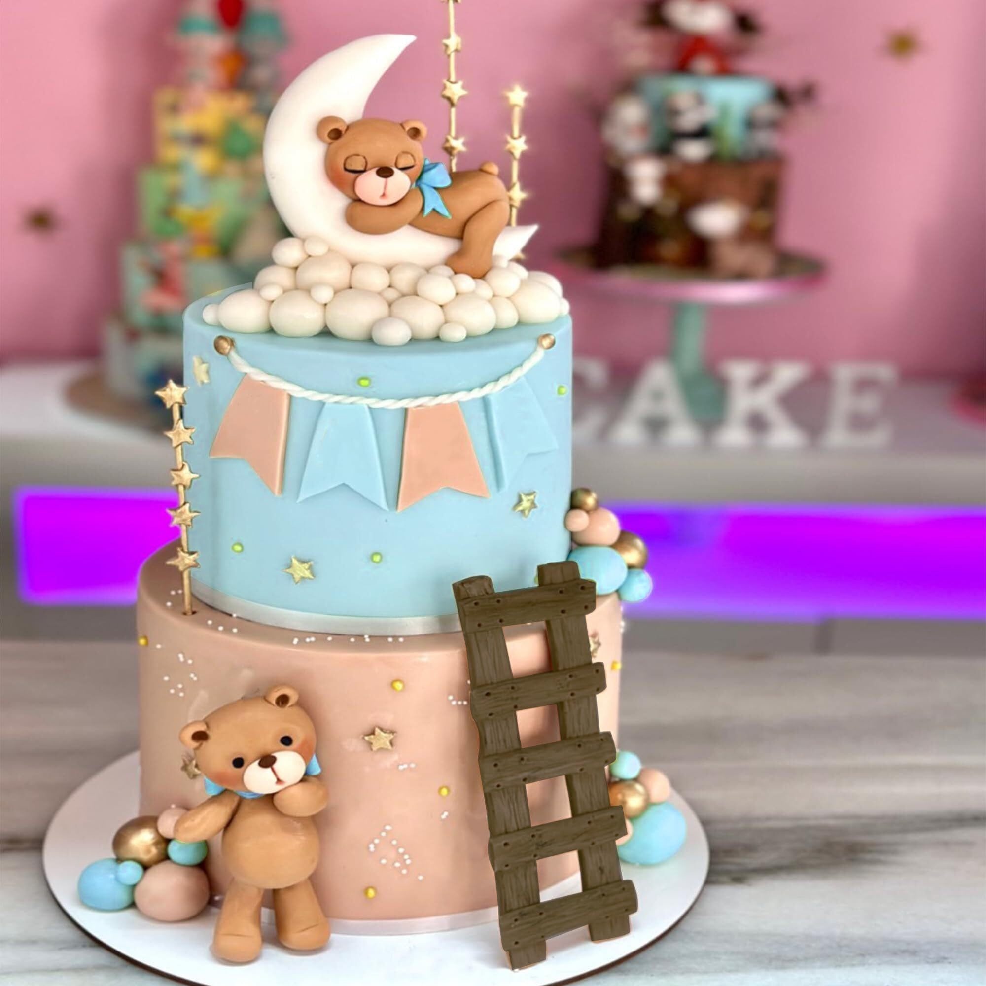 29 Pcs Bear Cake Toppers Balls Cake Decorations With Moon Clouds Stars Cake Toppers For Birthday Baby Shower Party Decorations