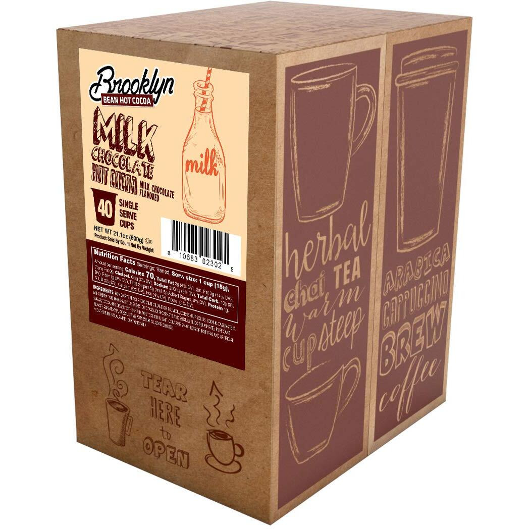 Brooklyn Beans Milk Chocolate Hot Cocoa Pods, Compatible With 2.0 K-Cup Brewers, 40 Count