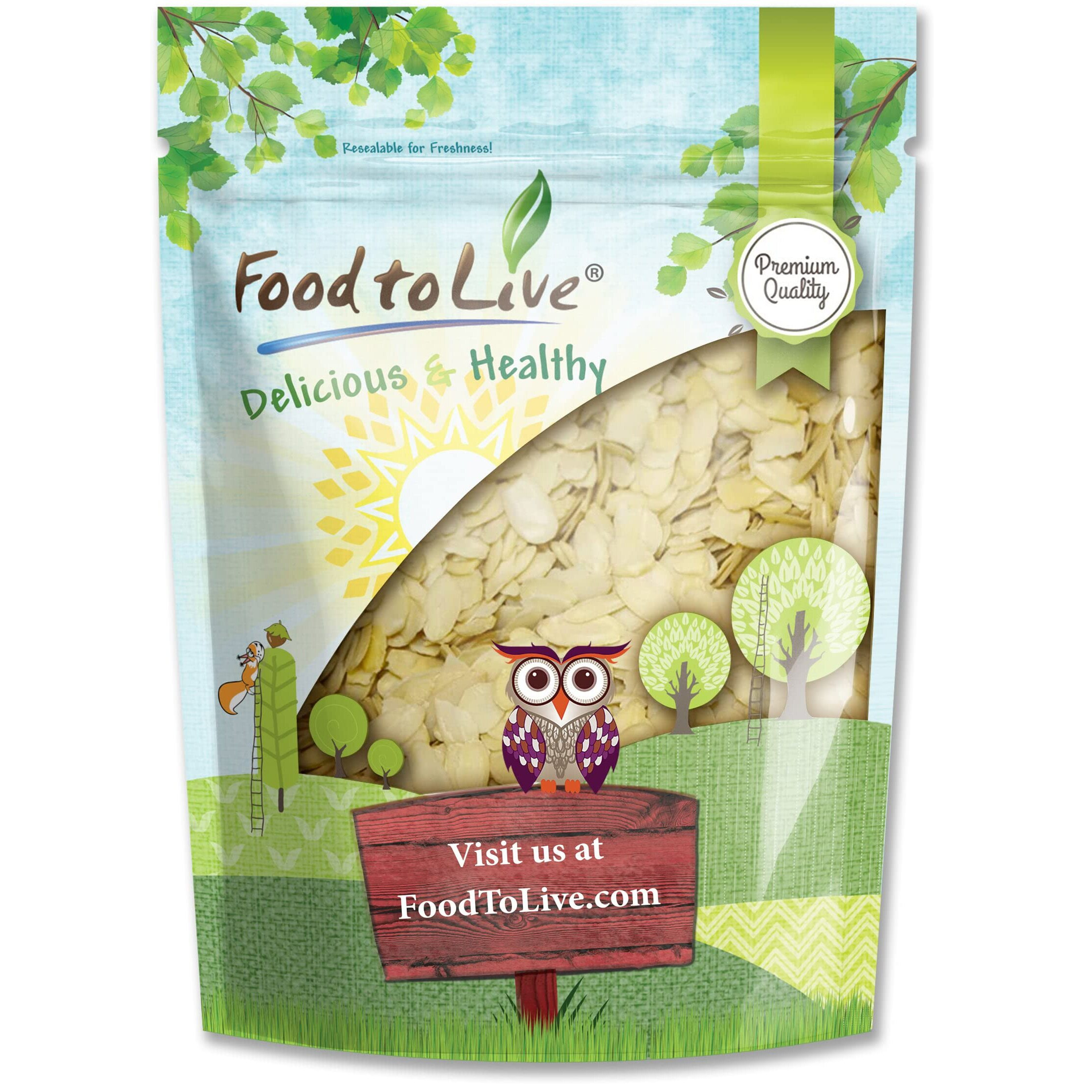 Food To Live - Blanched Sliced Almonds, 2 Pounds Thinly Sliced Raw Blanched Almonds, Vegan, Keto, Kosher, Bulk. High In Vitamin E, Riboflavin. Great For Homemade Desserts, Baked Goods, Salads.