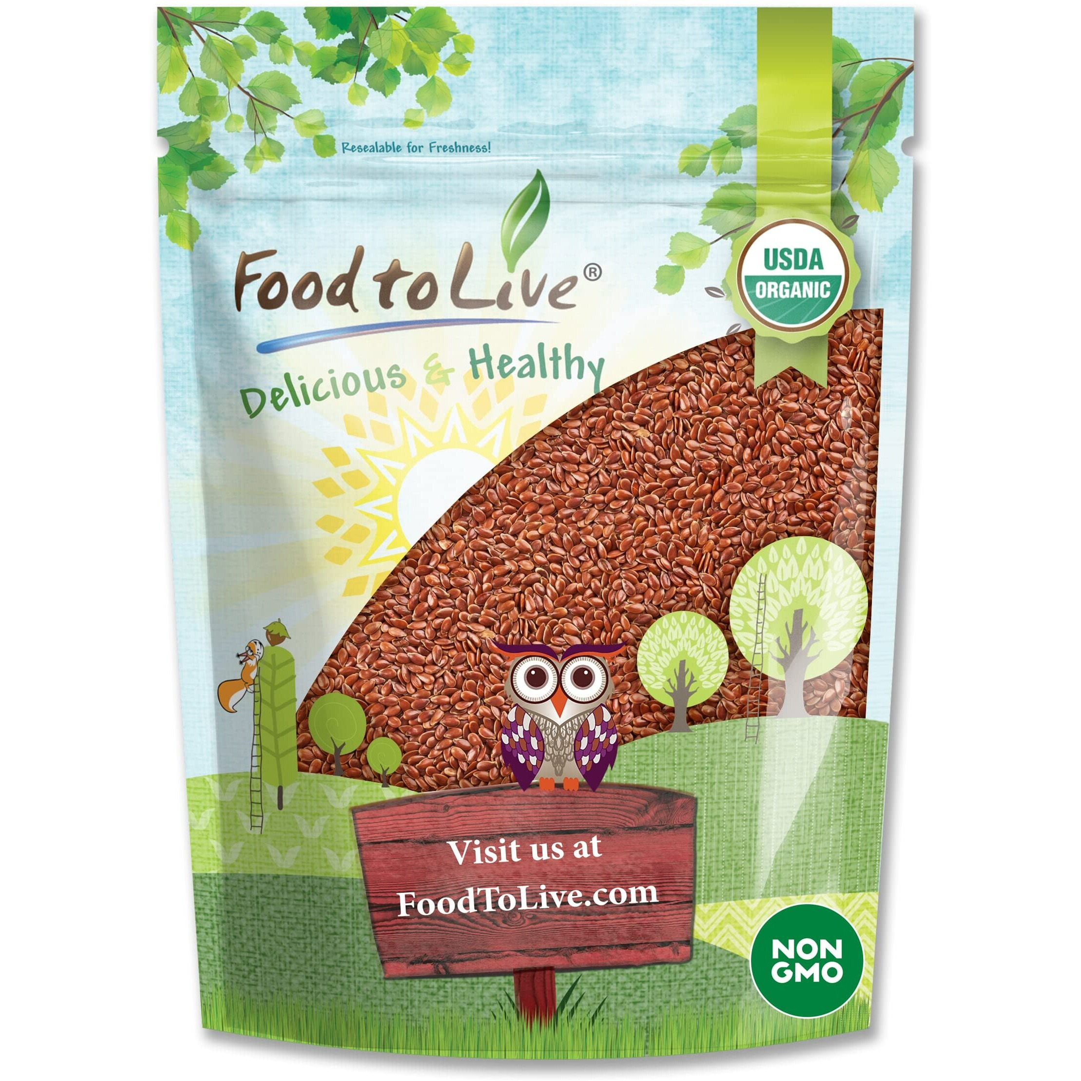 Food To Live Organic Brown Flax Seeds, 2.5 Pounds - Whole Raw Flaxseeds, Non-Gmo, Unroasted, Dried, Kosher, Vegan. Rich In Omega-3 Fatty Acids, And Dietary Fiber. Perfect For Salads, And Baked Goods.