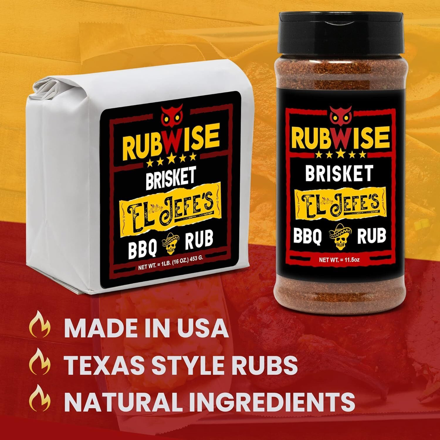 Rubwise Texas Style Bbq Brisket Rub - El Jefe (1Lb) | Bbq Rubs & Spices For Smoking And Grilling | Premium Bbq Seasonings And Rubs With Authentic Texas Spices | Dry Rubs | Great On Brisket, Steaks, Ribs & Burgers