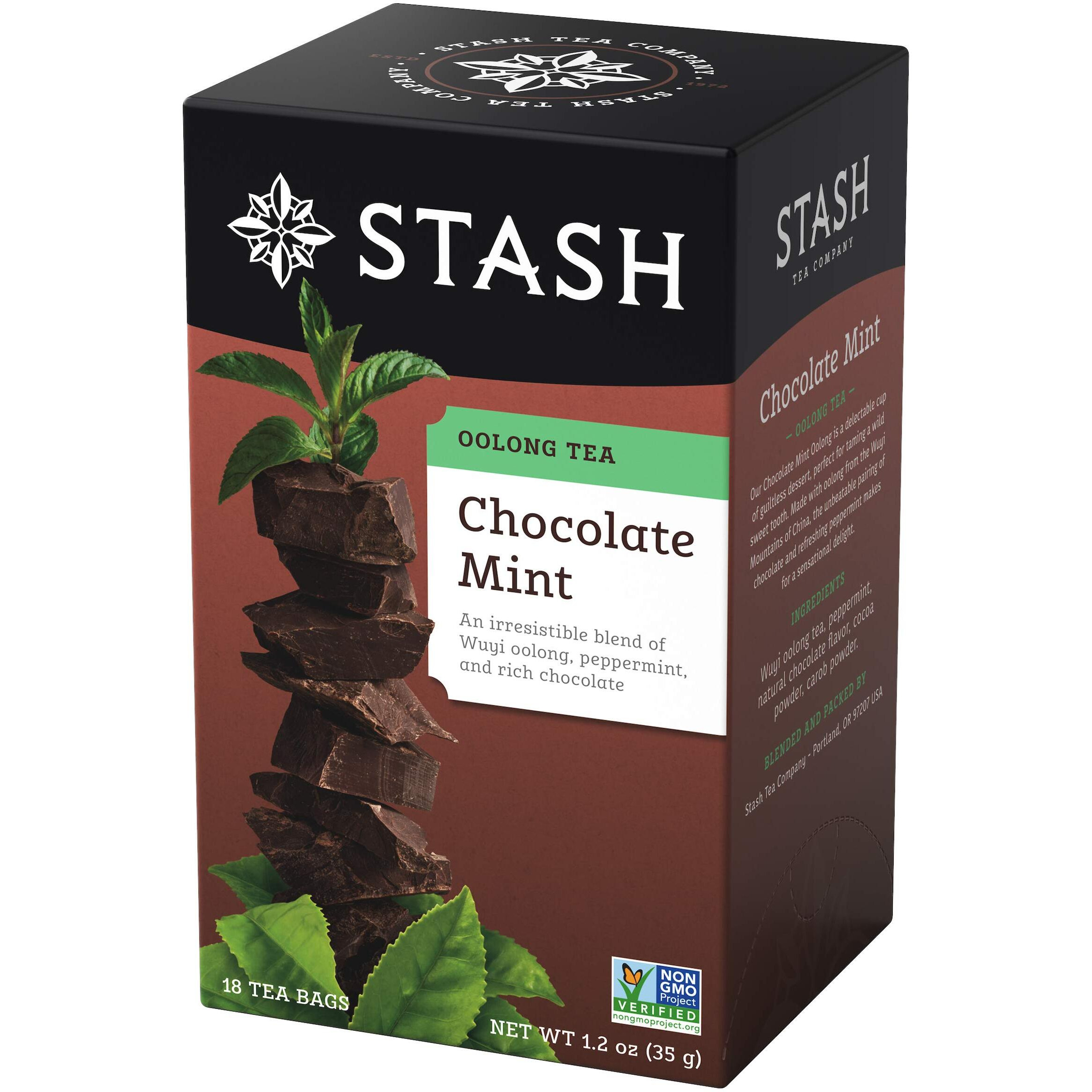 Stash Tea Chocolate Mint Wuyi Oolong Tea - Caffeinated, Non-Gmo Project Verified Premium Tea With No Artificial Ingredients, 18 Count (Pack Of 6) - 108 Bags Total