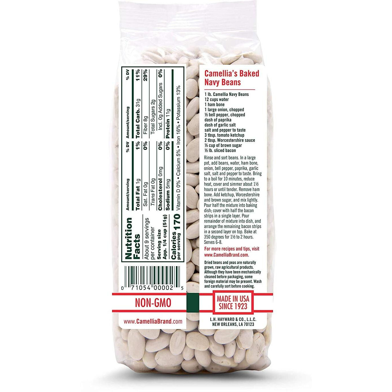 Camellia Brand Dried Navy (Pea) Beans, 1 Pound (6 Pack)