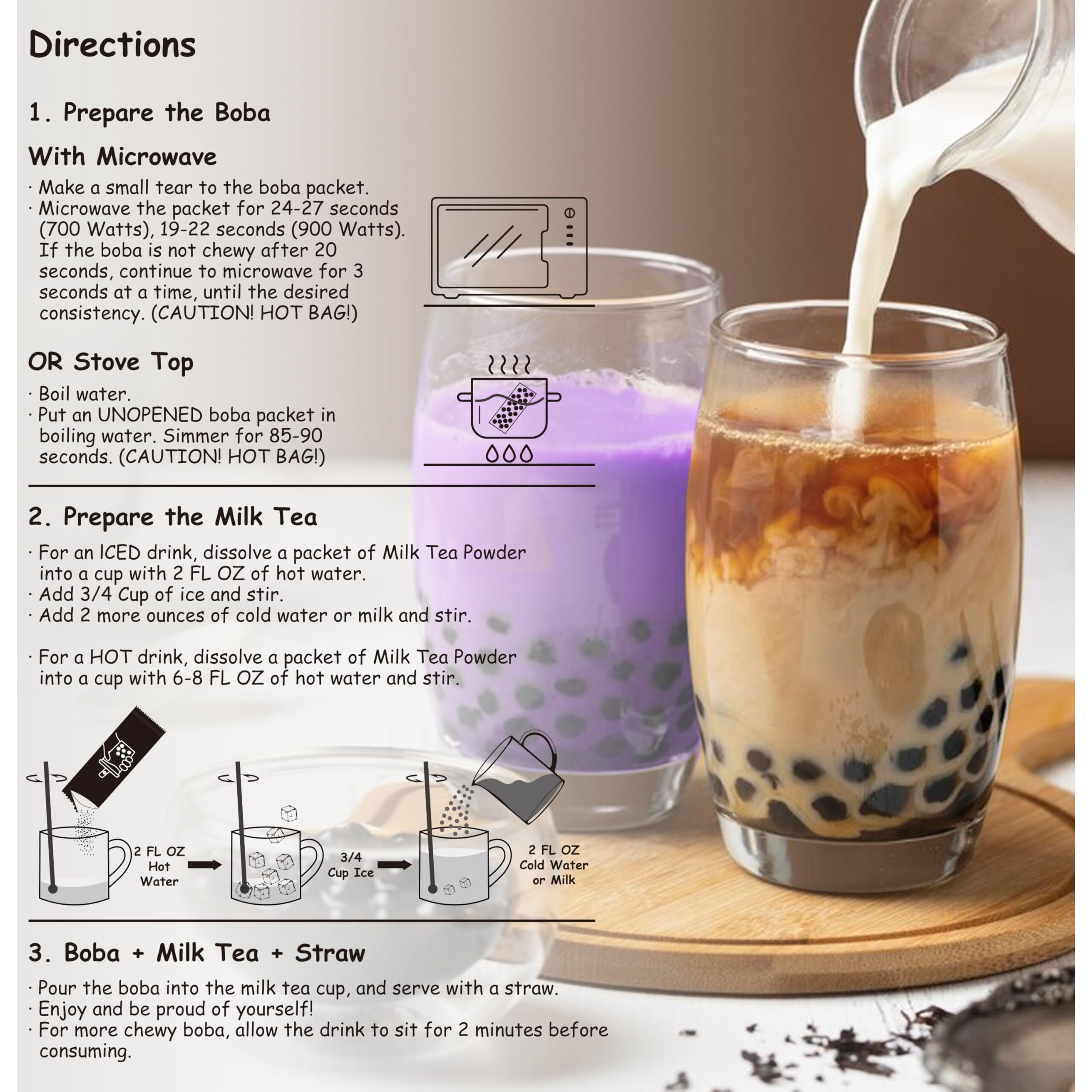 Boba Moo X Premium Boba Tea Kit Combo (Classic & Taro) - Only 5,000 Kits Yearly, Small Batch Bubble Tea Kit With Boba Tapioca Pearls, Exceptional Taste & Chewiness, Vegan, Lactose-Free, 10 Servings
