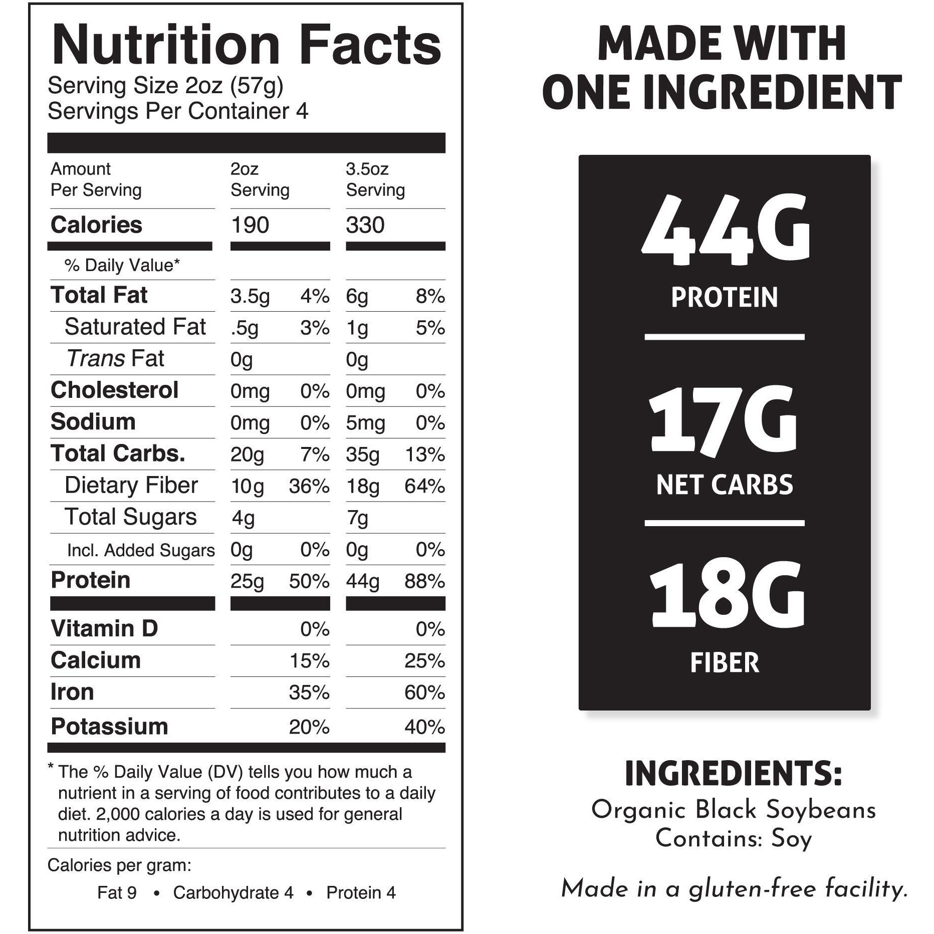 The Only Bean - Organic Black Bean Fettuccine Pasta - High Protein, Keto Friendly, Gluten-Free, Vegan, Non-Gmo, Kosher, Low Carb, Plant-Based Bean Noodles - 8 Oz (1 Pack)