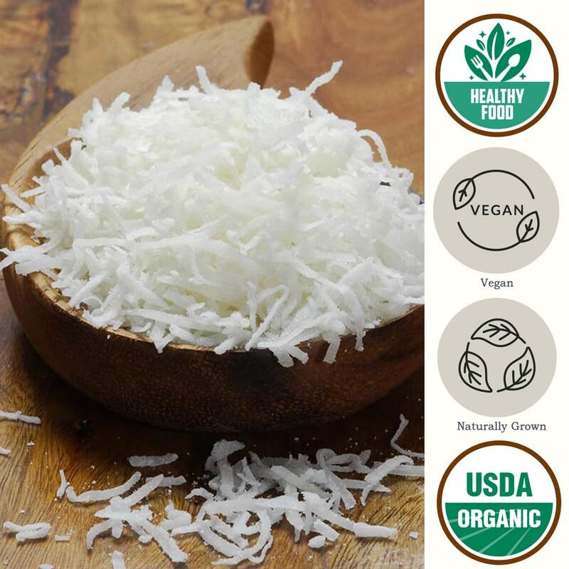 Be Still Farms Organic Shredded Coconut Unsweetened (2.8 Lb) - Medium Grated Desiccated Coconut Flakes - | Not Toasted | Non-Gmo | Usda Certified | - Dried Coconut Shreds For Smoothie Granola Baking
