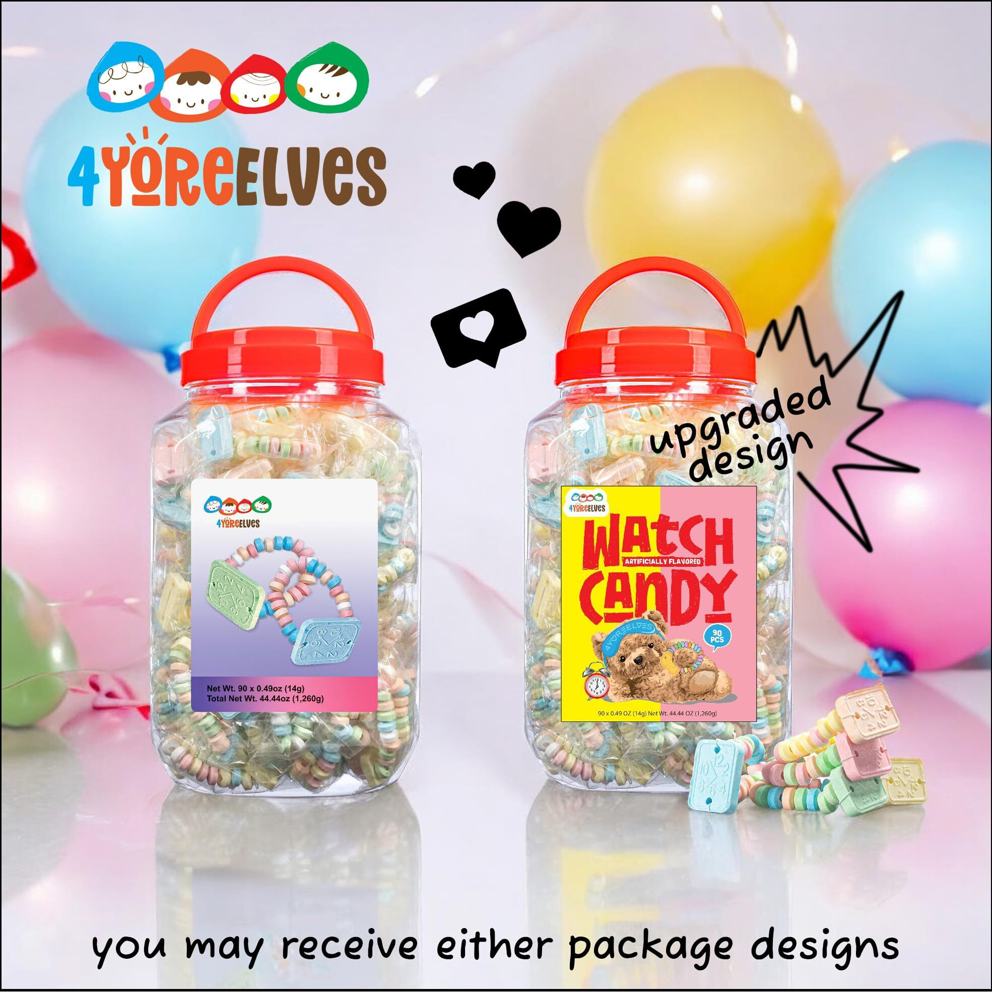 90 Candy Bracelet Watches Individually Wrapped, Taste Nostalgia With Our Playful And Delicious Candy Jewelry, Perfect For Party Favors, Goody Bags And Birthdays, By 4Yoreelves, Pack Of 90 X 0.42Oz