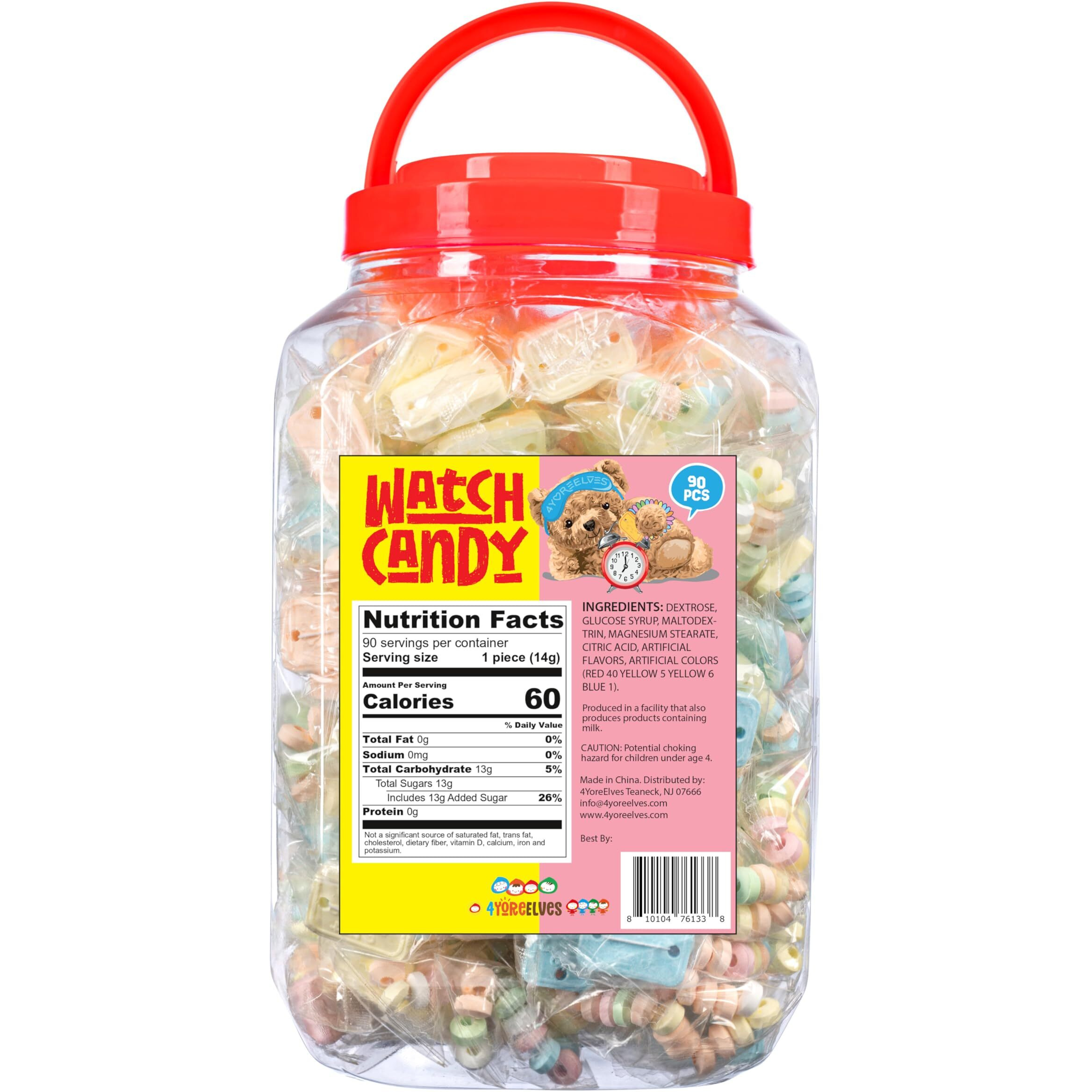 90 Candy Bracelet Watches Individually Wrapped, Taste Nostalgia With Our Playful And Delicious Candy Jewelry, Perfect For Party Favors, Goody Bags And Birthdays, By 4Yoreelves, Pack Of 90 X 0.42Oz