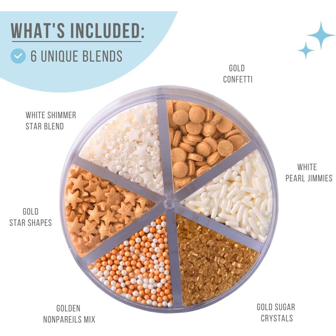 Sweets Indeed Sprinkles, Edible Sprinkle Mix, Perfect For Cake Decorations, Baking, Ice Cream, Cookies, Cupcake Topper (Gold)