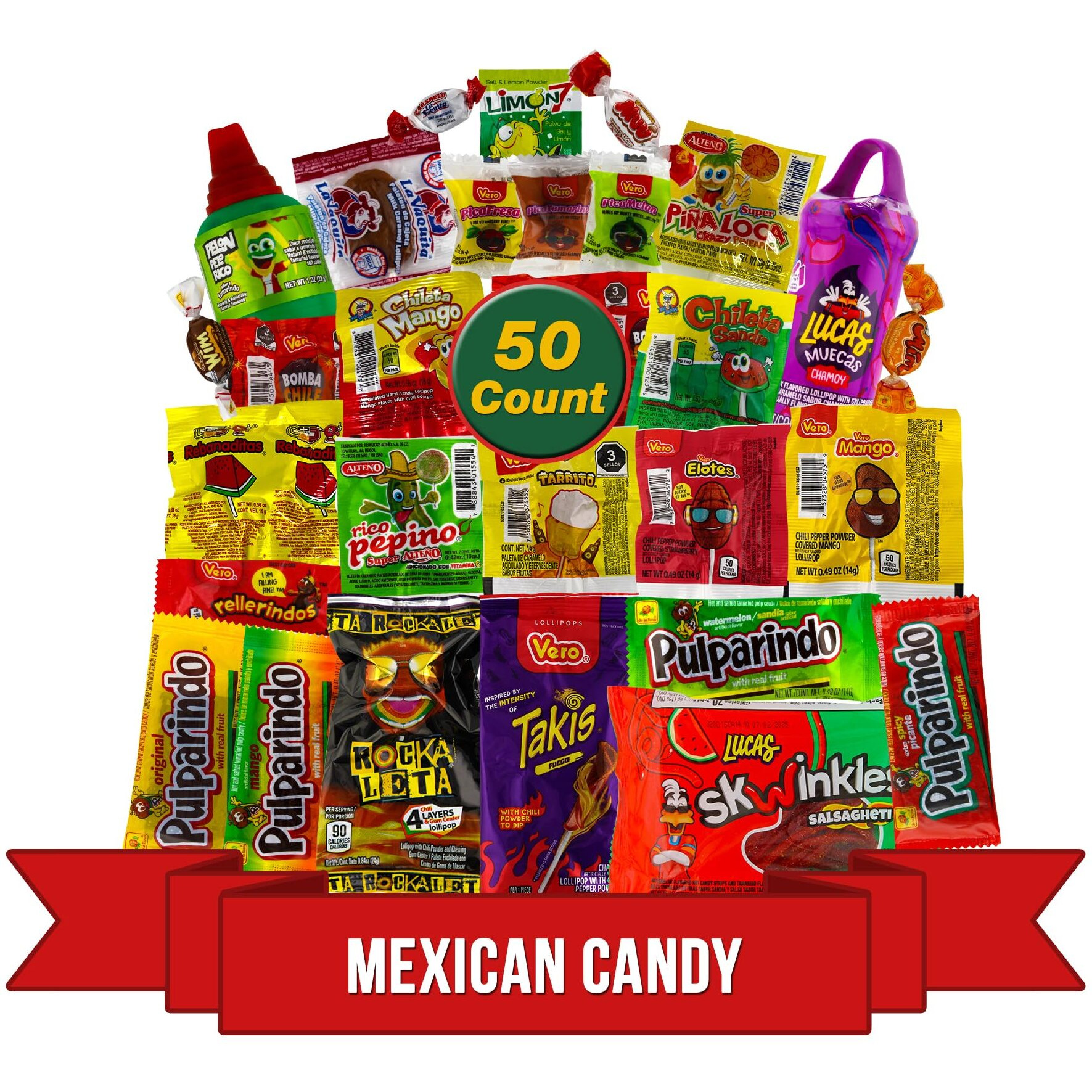 Mix Dulces Mexicanos Surtidos Candy, Such As Sweet, Sour And Chili With Tangy Taste Of Our Variety Pack - Authentic Assortment Mexican Candy (50 Count), By Lookon.