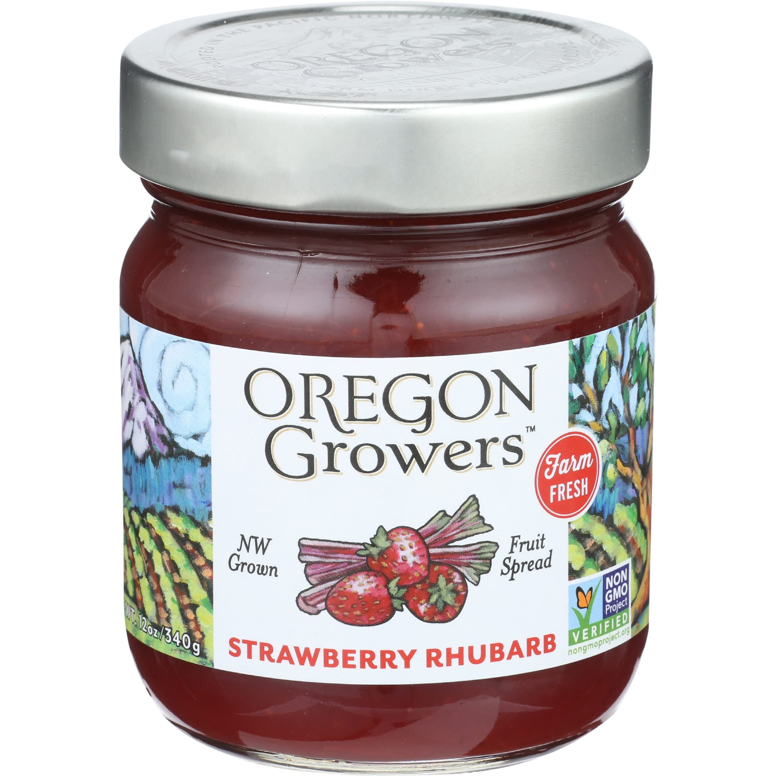 Oregon Growers Strawberry Rhubarb Fruit Spread - Strawberry Rhubarb Jam, Strawberry Jam, Rhubarb Jelly, Strawberry Rhubarb, Strawberry Rhubarb Preserves, All Natural Ingredients - 12 Oz (Pack Of 1)