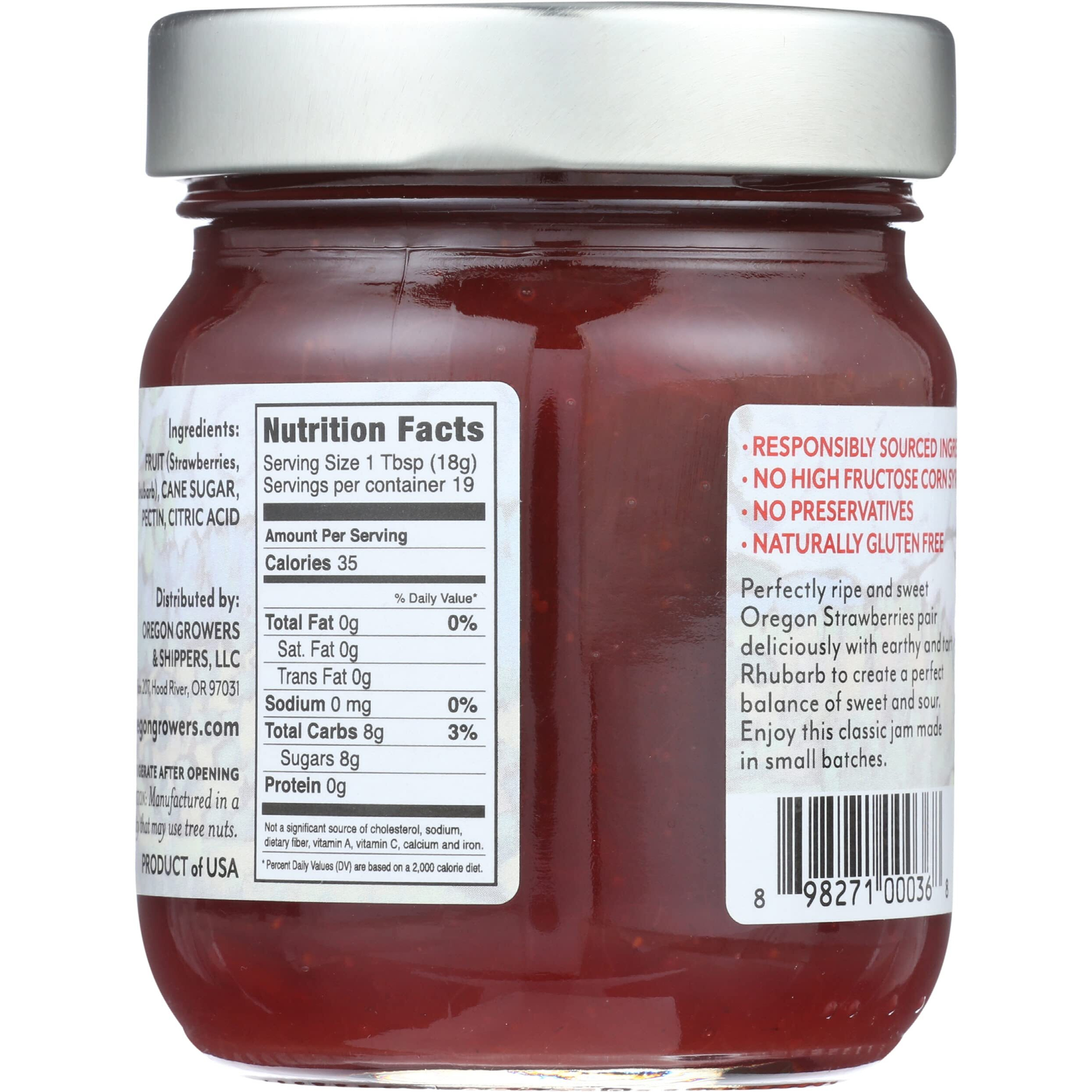 Oregon Growers Strawberry Rhubarb Fruit Spread - Strawberry Rhubarb Jam, Strawberry Jam, Rhubarb Jelly, Strawberry Rhubarb, Strawberry Rhubarb Preserves, All Natural Ingredients - 12 Oz (Pack Of 1)