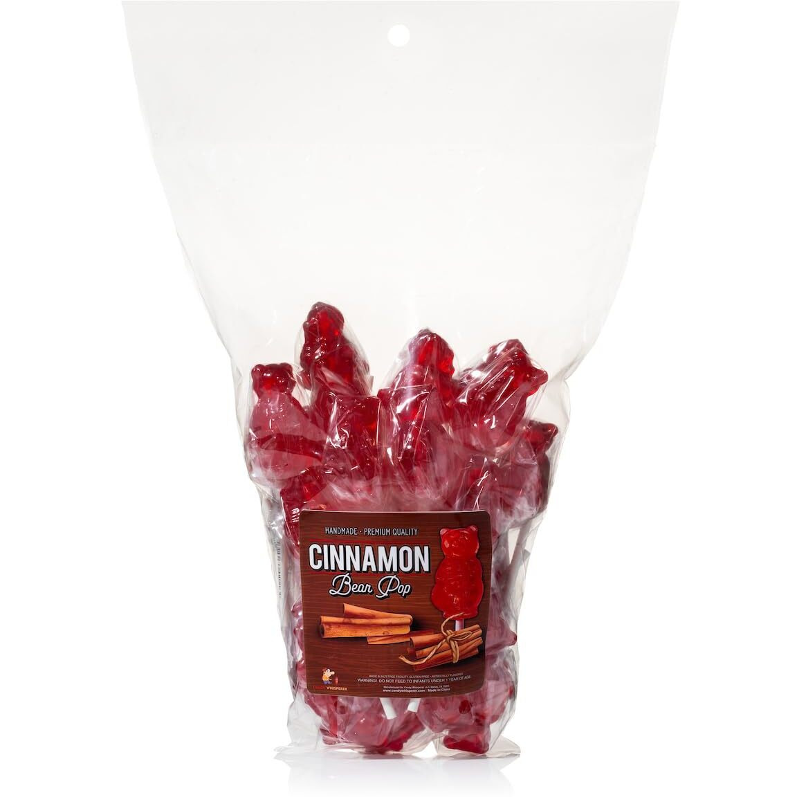 Cinnamon Bear Pops Lollipop Suckers Individually Wrapped Baby Bear Candy On A Stick By Espeez - Cinnamon Bears (24 Count)