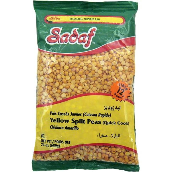 Sadaf Yellow Split Peas -24 Oz. Quick Cook - Dried Yellow Split Peas - Natural, Vegan, Kosher