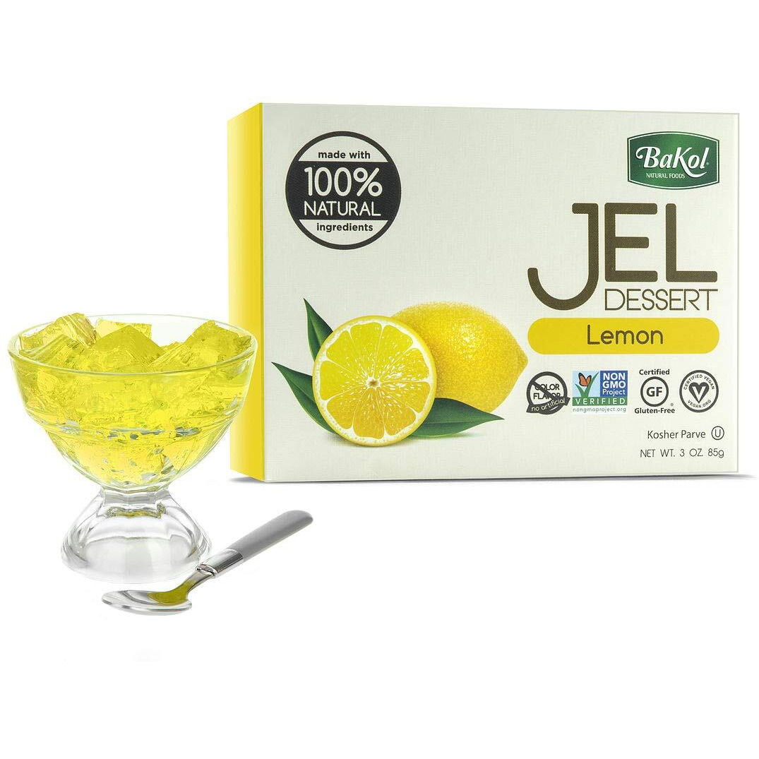 Bakol Jel Dessert - All Natural Vegan Dessert Mix - Kosher - Halal - No Artificial Sweeteners Flavors Or Colors - Lemon Flavor (Pack Of 3)