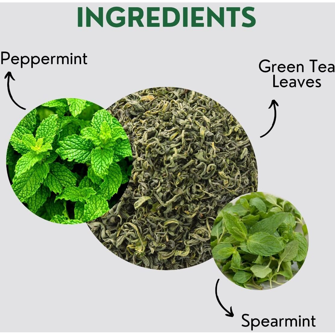 Mint Green Tea Bags (50 Count), Green Tea With Peppermint & Spearmint, Caffeinated, Real And Natural Green Tea, Blended With Fresh Herbs And Spices, Gluten Free
