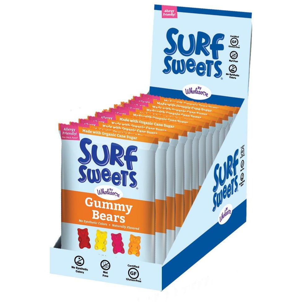 Surf Sweets Gummy Bears, Made With Organic Cane Sugar And Organic Fruit Juice, Nut & Gluten Free & No Artificial Colors, 2.75 Oz (Pack Of 12)