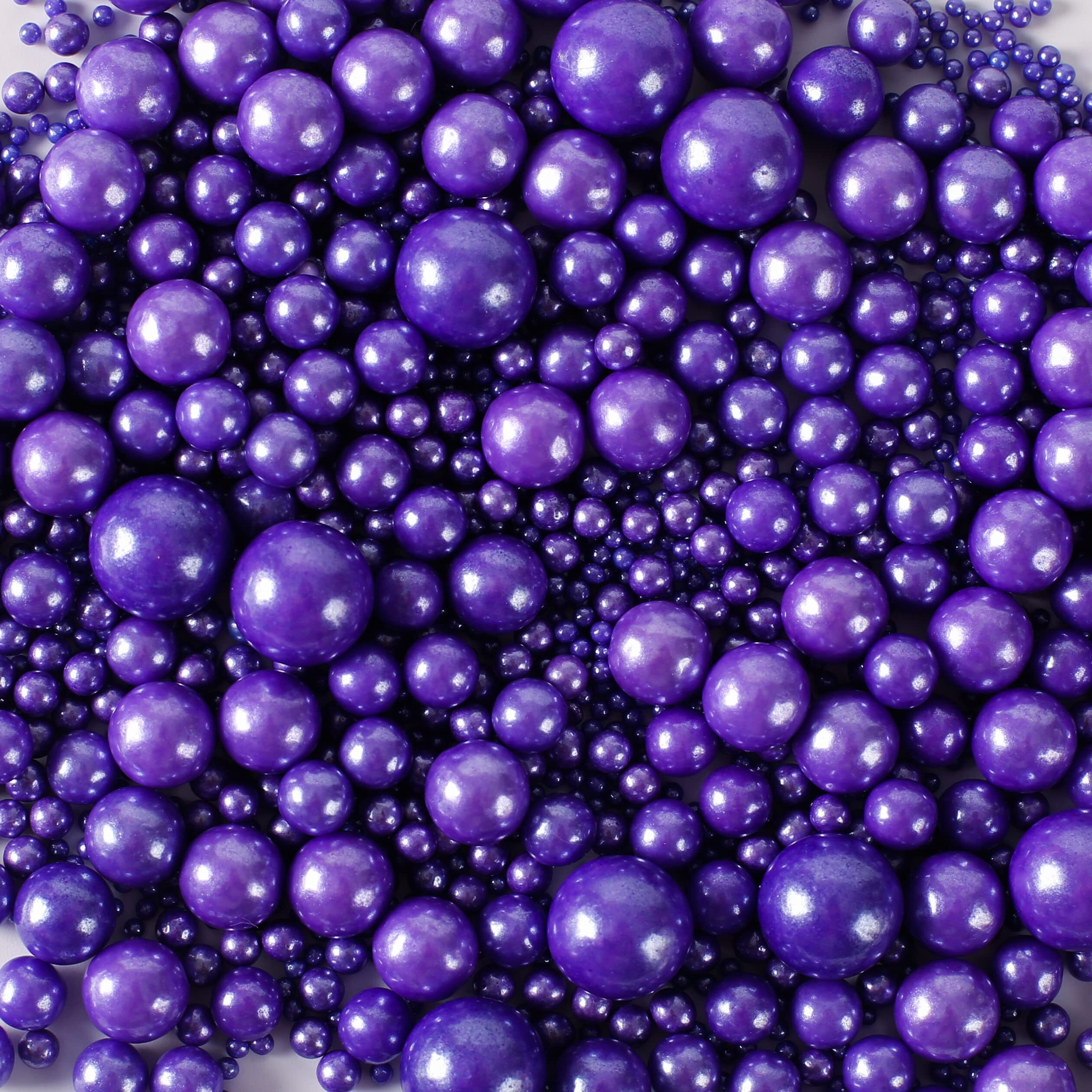 Kasvan Purple Pearl Sugar Sprinkles - Edible Candy Pearls 130G/4.58 Oz, Mix Size, Baking Cake Decorations, Ice Cream Toppings And Cookie Decorating, Wedding Party Chirstmas Supplies