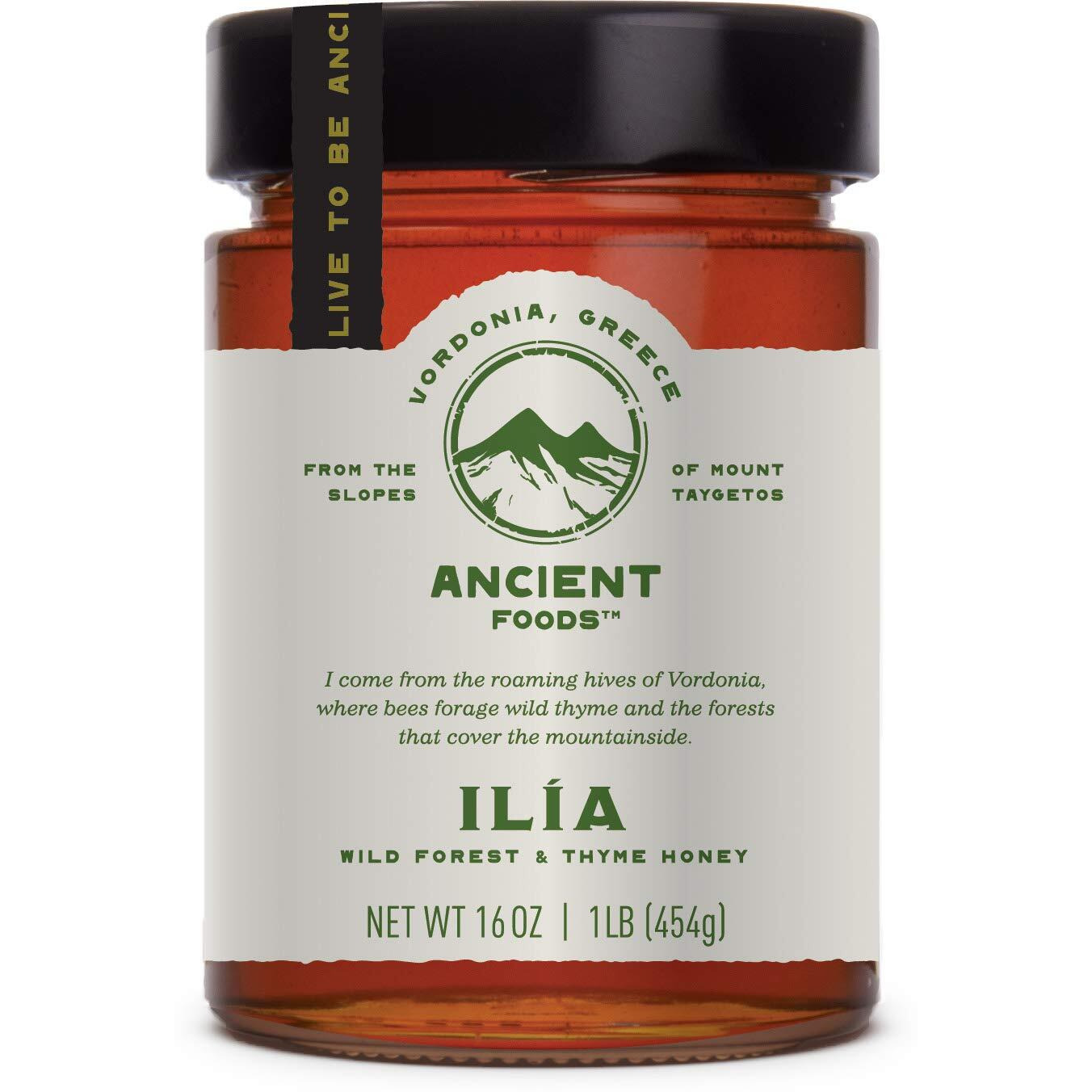 Thyme Honey By Ancient Foods - Raw Unfiltered Authentic Greek Honey From Greece | Unfiltered Wild Forest (Pine) And Thyme Honey From Vordonia, Greece | 454G (Ilia)