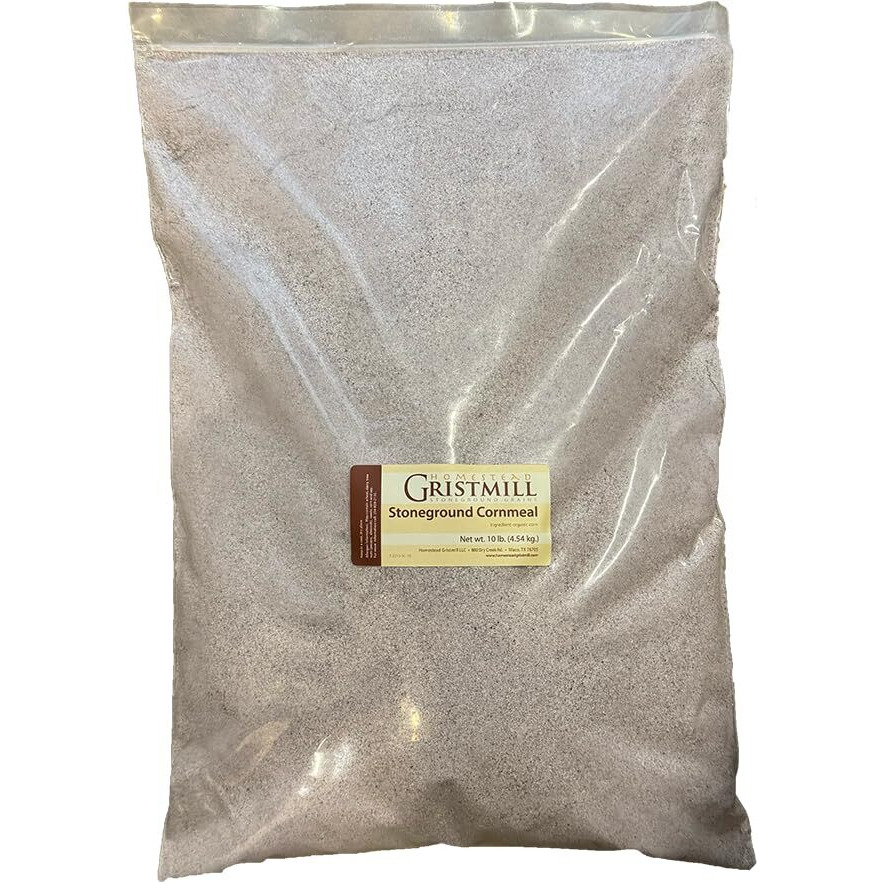 Homestead Gristmill Stone Ground Blue Cornmeal - Non-Gmo, Chemical-Free Finely Ground Corn Meal- Long Shelf Life - Made In The Usa - 10 Pounds