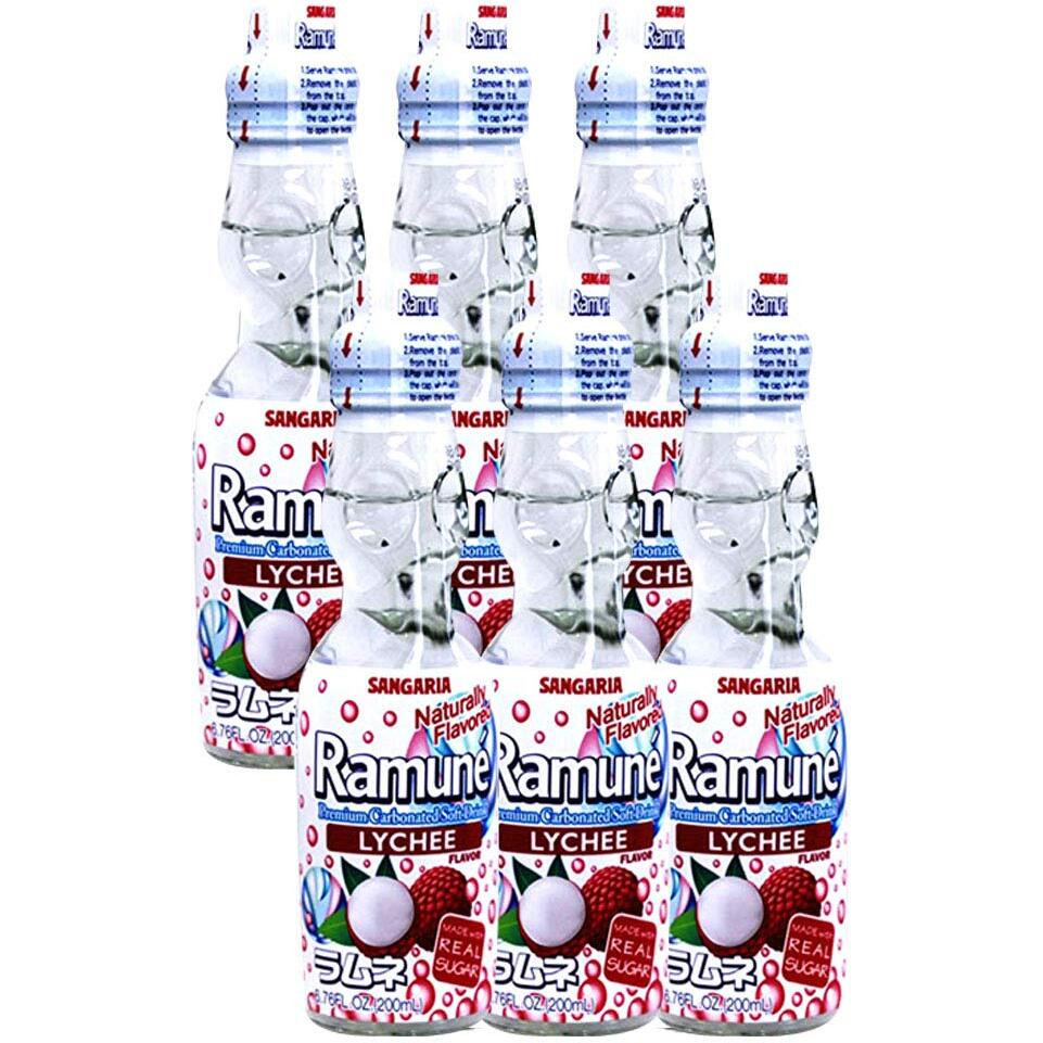 Sangaria Ramune, 6.76 Fluid Ounce (Lychee, 6 Bottles)