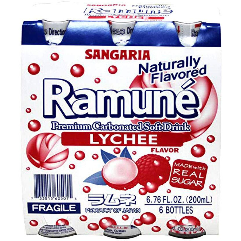 Sangaria Ramune, 6.76 Fluid Ounce (Lychee, 6 Bottles)