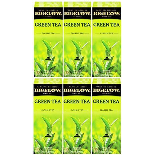 Bigelow Green Tea 28-Count Boxes (Pack Of 6) Premium Bagged Green Tea Bright Antioxidant-Rich All Natural Medium-Caffeine Tea In Individual Foil-Wrapped Bags