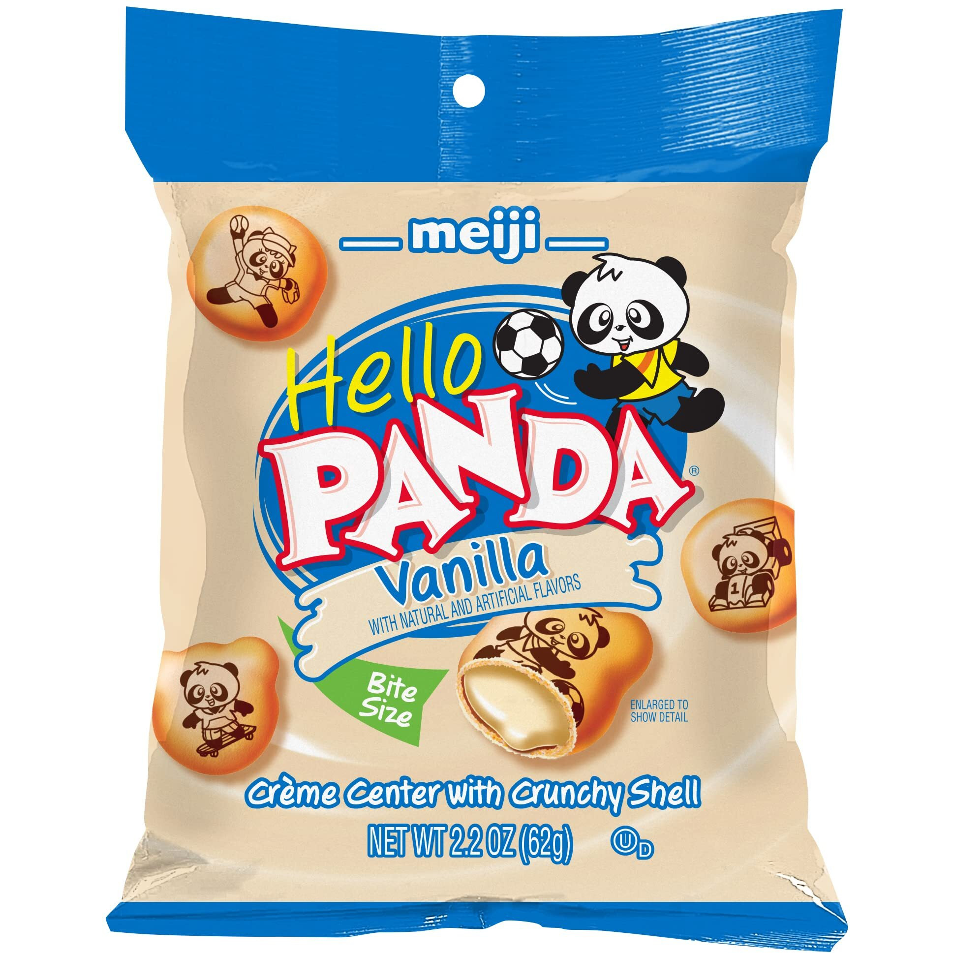 Meiji Hello Panda Cookies, Vanilla Crme Filled - 2.2 Oz, Pack Of 6 - Bite Sized Cookies With Fun Panda Sports