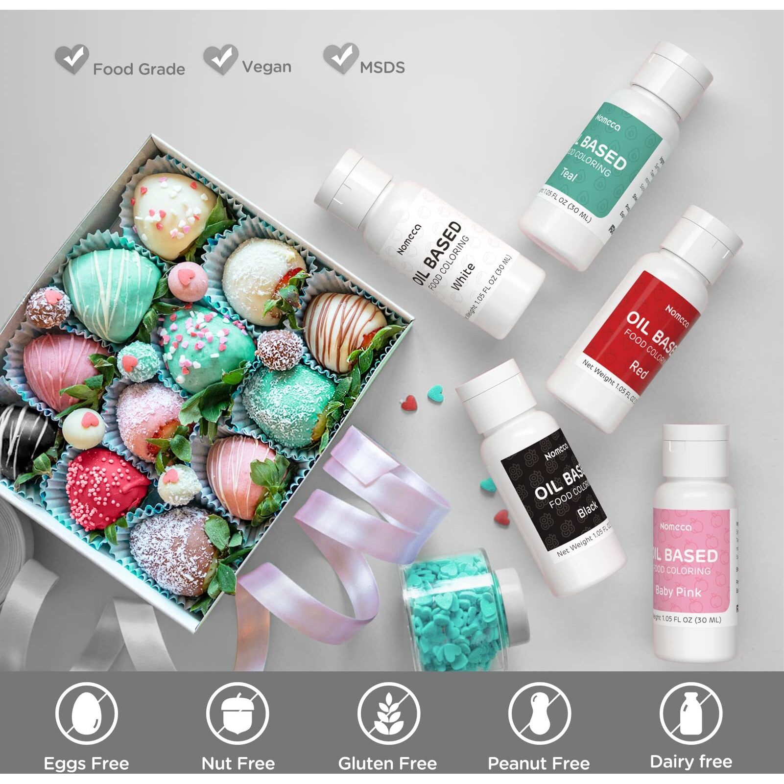 Oil Based Food Coloring For Chocolate - 30 Milliliters Upgraded Black Oil Food Color For Baking Cake Decorating, Edible Food Dye For Candy Melts Cookies Easter Egg Icing Fondant Meringues