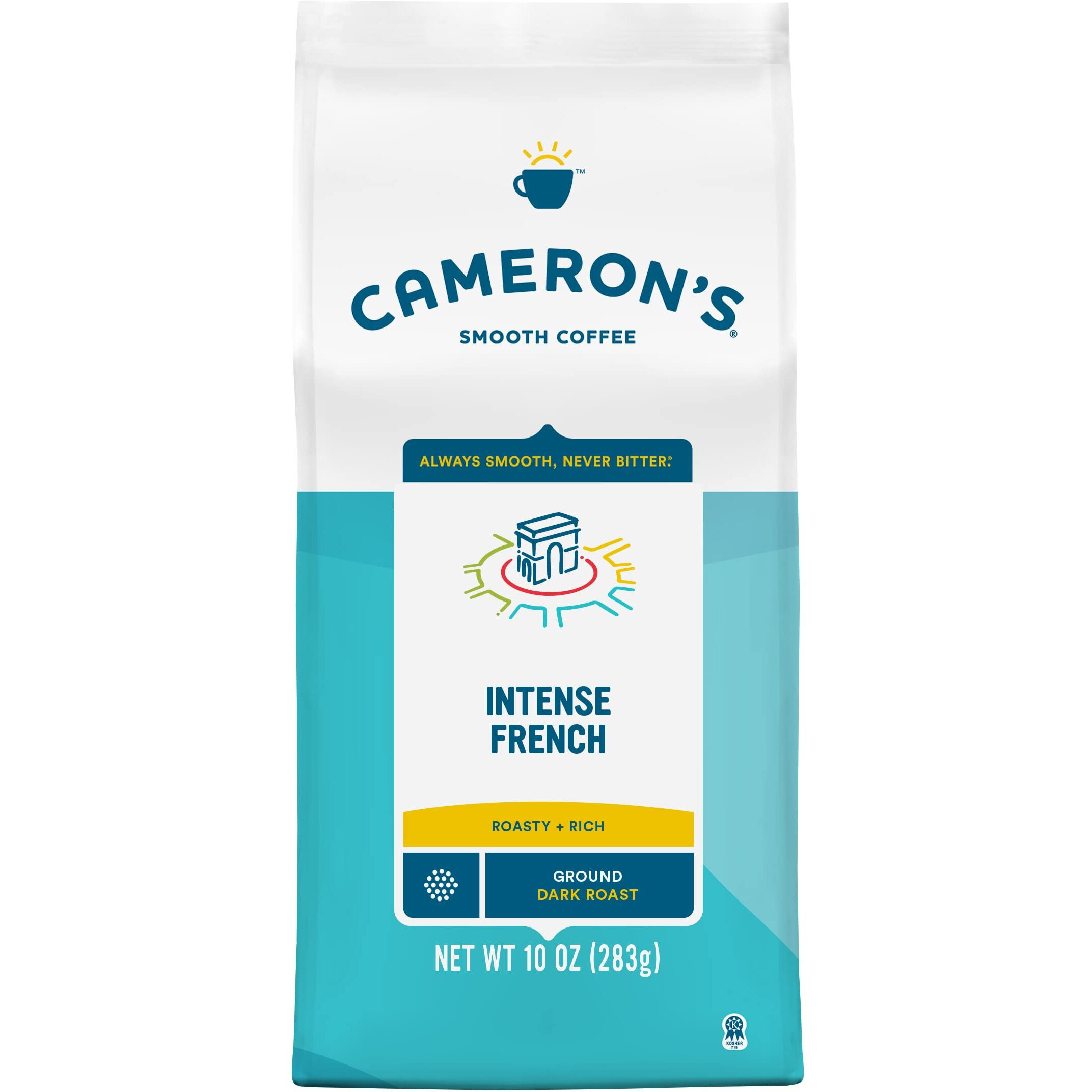 Cameron's Coffee Roasted Ground Coffee Bag, Intense French, 10 Ounce