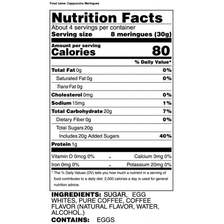 Krunchy Melts Original Meringue Cookies | Cappuccino Flavor | Only 80 Calories Per Serving | Fat Free, Gluten Free, Dairy Free (4 Oz)