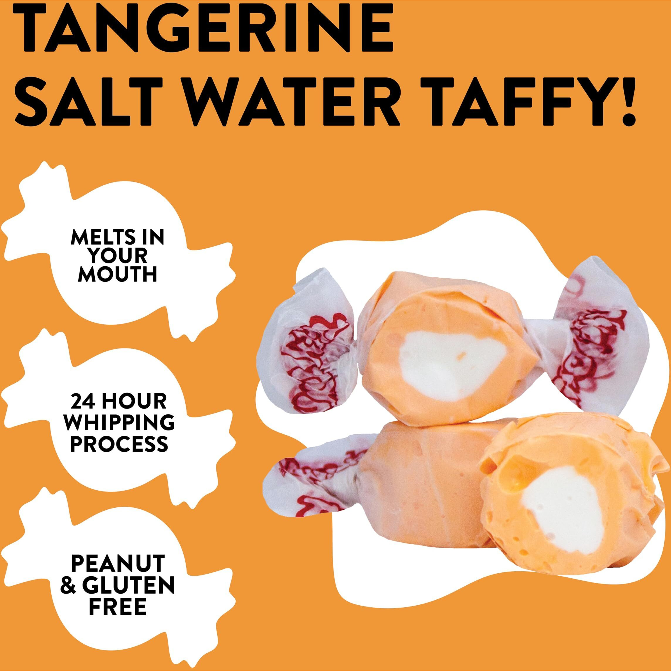 Taffy Town Saltwater Taffy- Tangerine | Gourmet Taffy| Nougat-Style Candy| Soft & Delicious| Sumer Snack Treats| Party Good Candies| 2.5Lbs