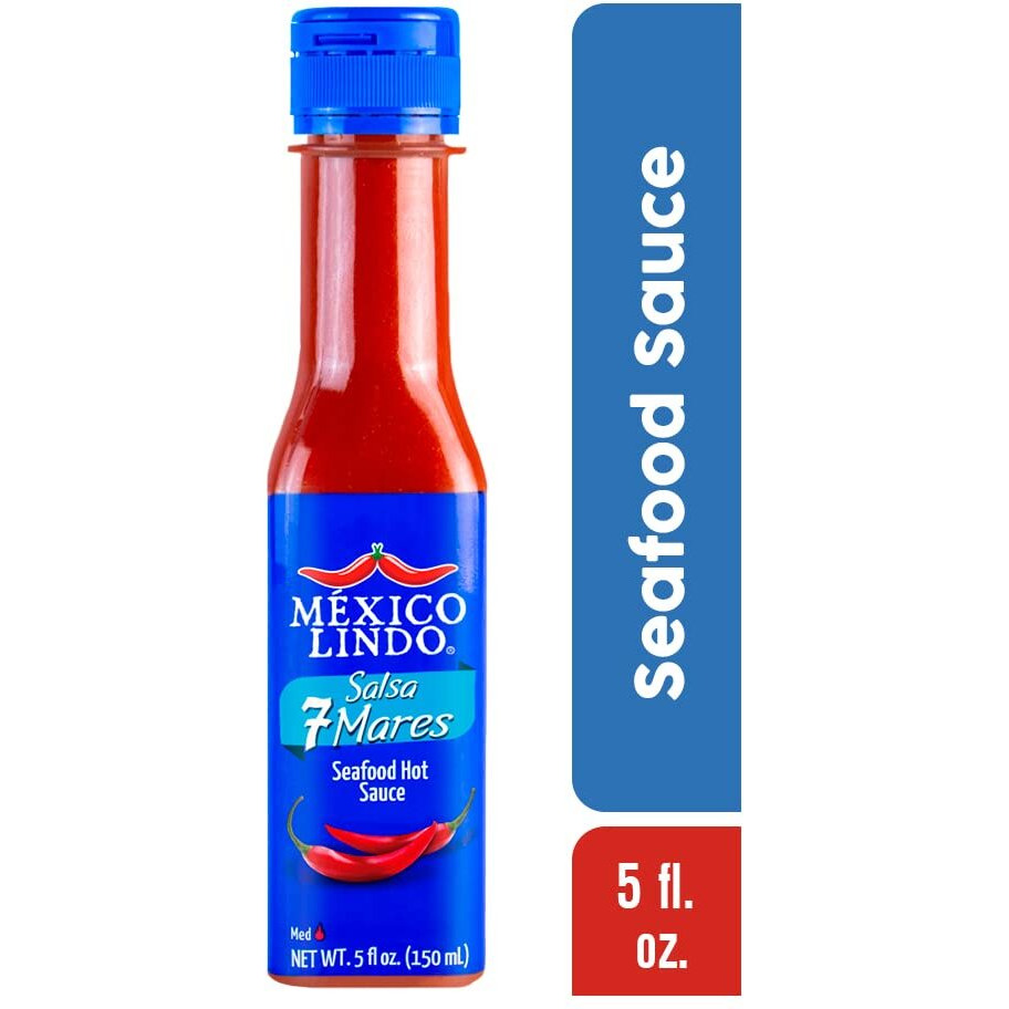 Mexico Lindo 7 Mares Hot Sauce | Perfect For Fish & Seafood | 10,800 Scoville Level | Spicy Flavor | 5 Fl Oz Bottles (Pack Of 3)