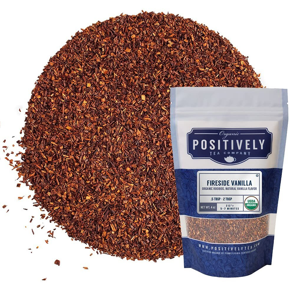 Organic Positively Tea Company, Fireside Vanilla Rooibos Tea, Loose Leaf, 4 Ounce