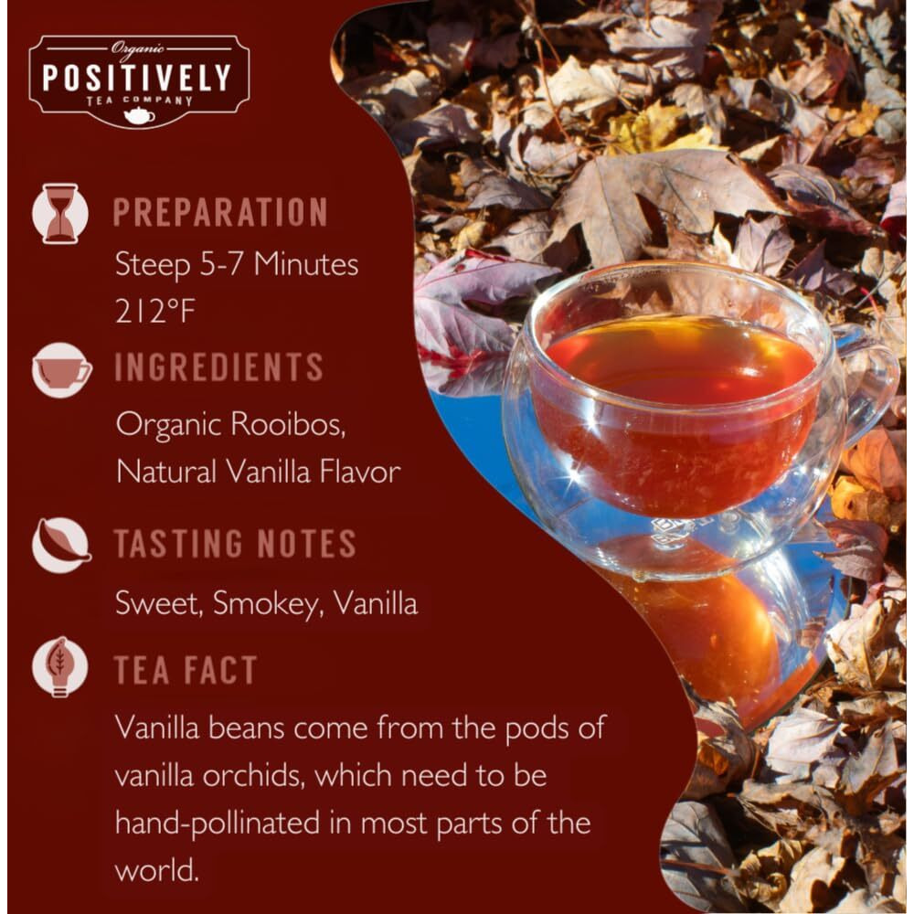 Organic Positively Tea Company, Fireside Vanilla Rooibos Tea, Loose Leaf, 4 Ounce