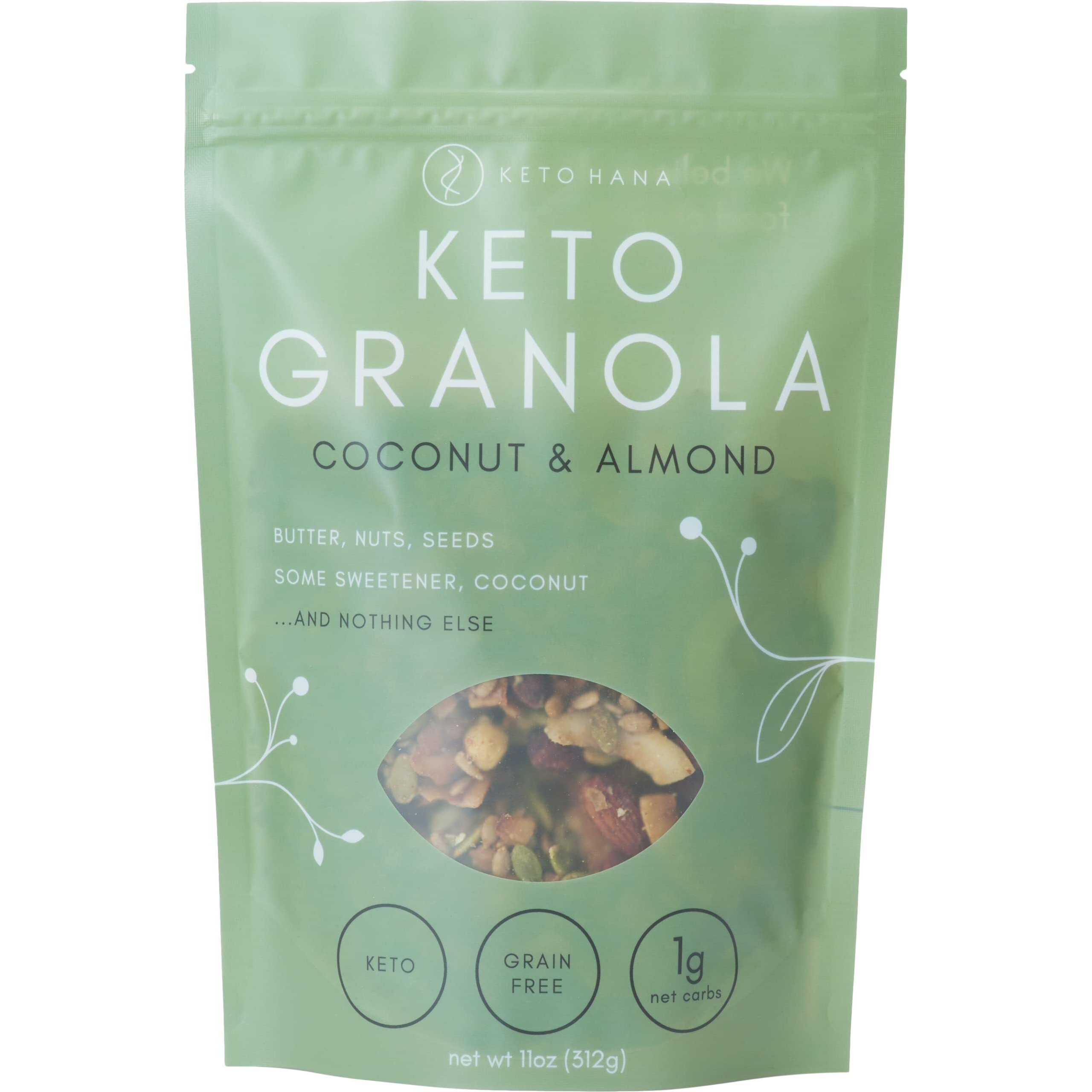 Keto Hana Coconut & Almond Original Butter Keto Granola - Keto Diet - Dairy Free - No Refined Sugars - Grain Free Granola - 1G Net Carbs Keto Cereal - Healthy Granola Cereal - 11Oz