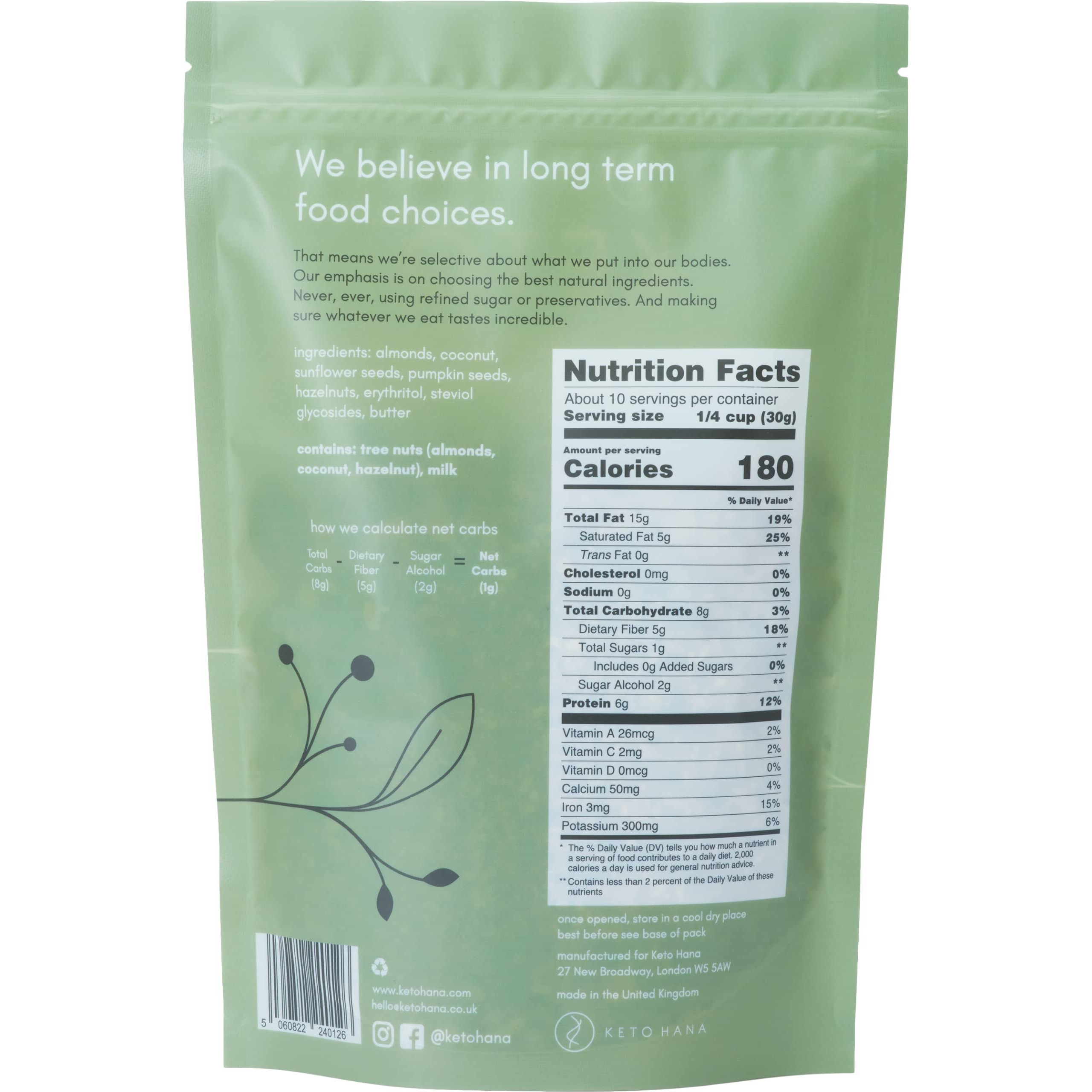 Keto Hana Coconut & Almond Original Butter Keto Granola - Keto Diet - Dairy Free - No Refined Sugars - Grain Free Granola - 1G Net Carbs Keto Cereal - Healthy Granola Cereal - 11Oz